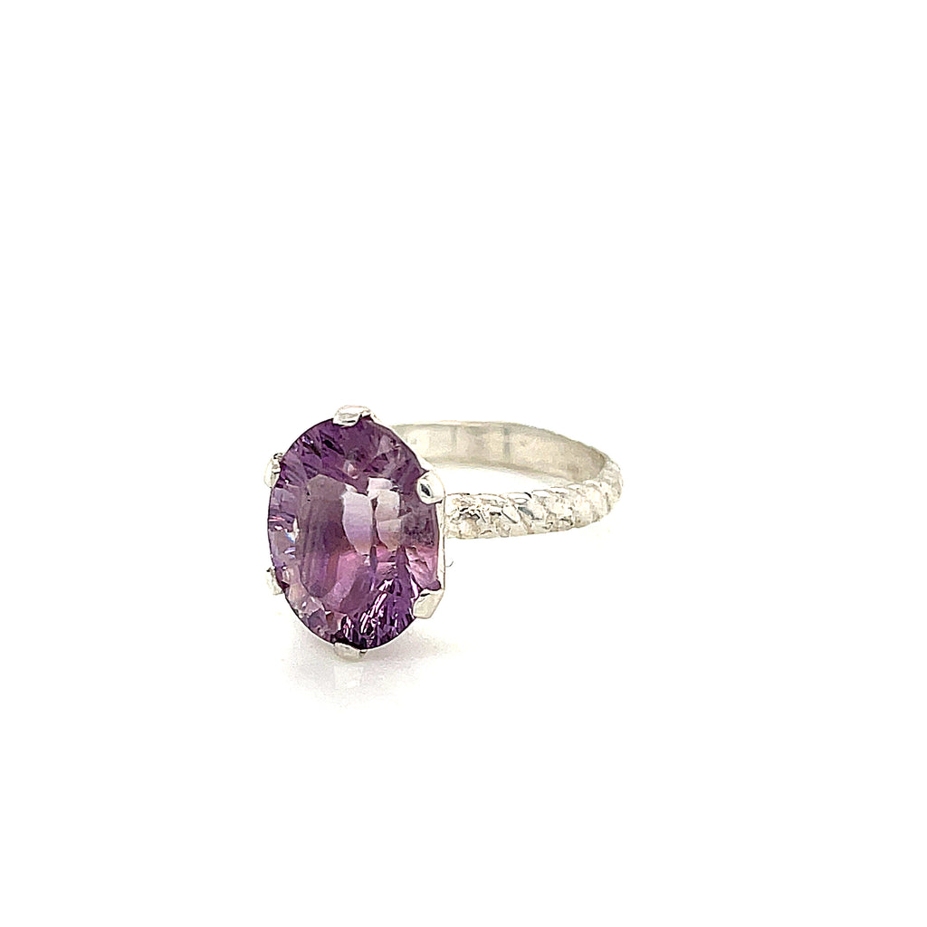 Amethyst Faceted Gemstone Sterling Silver Ring, Jewelry