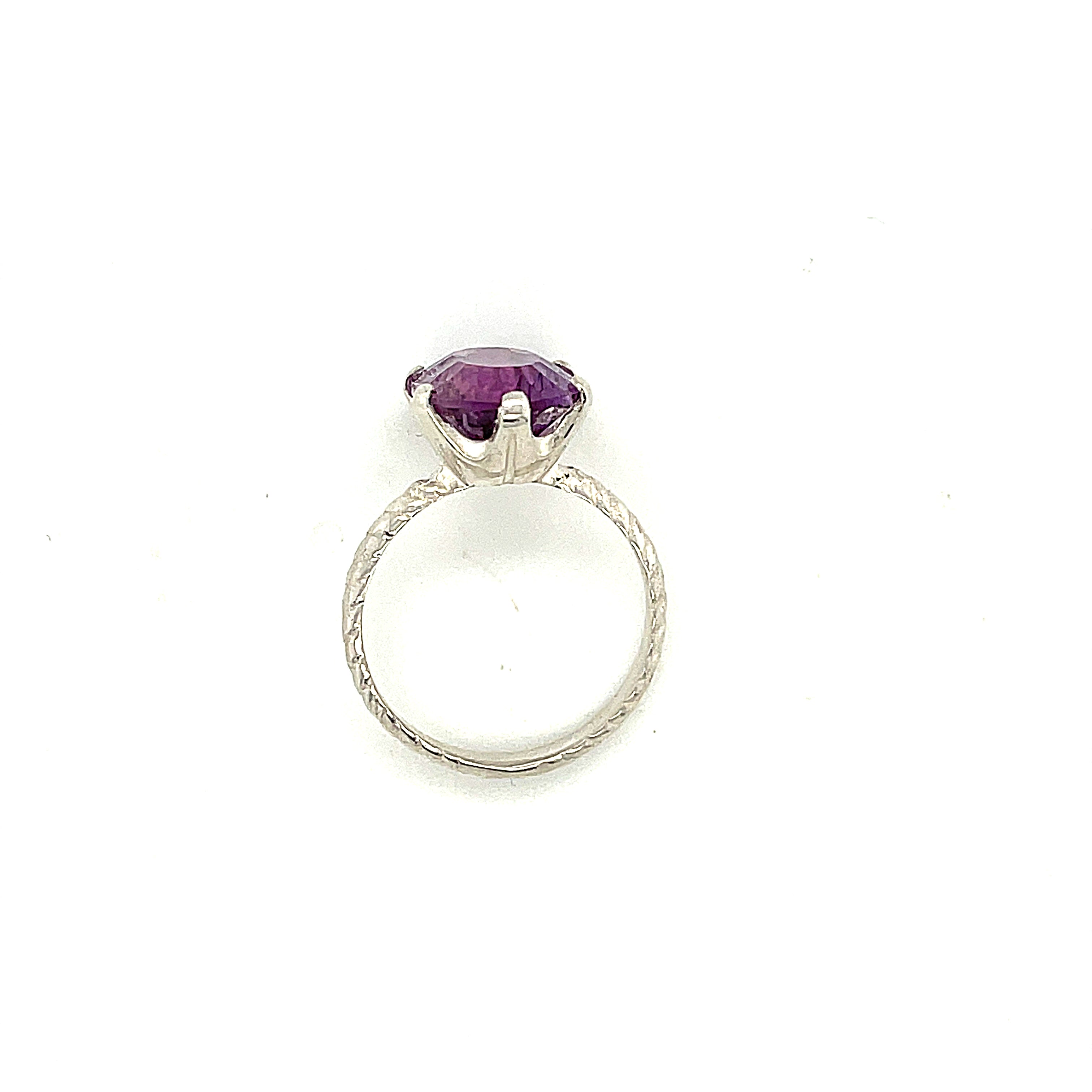 Amethyst Faceted Gemstone Sterling Silver Ring, Jewelry
