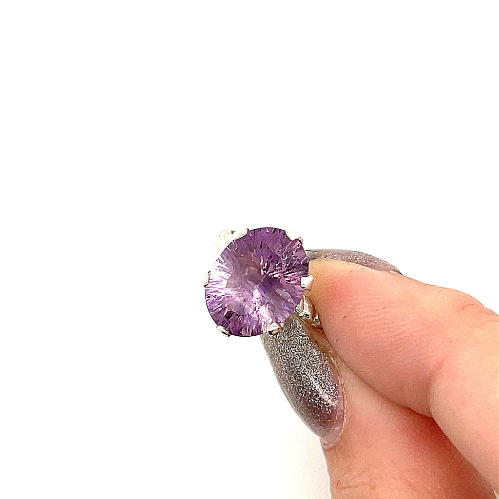 Amethyst Faceted Gemstone Sterling Silver Ring, Jewelry