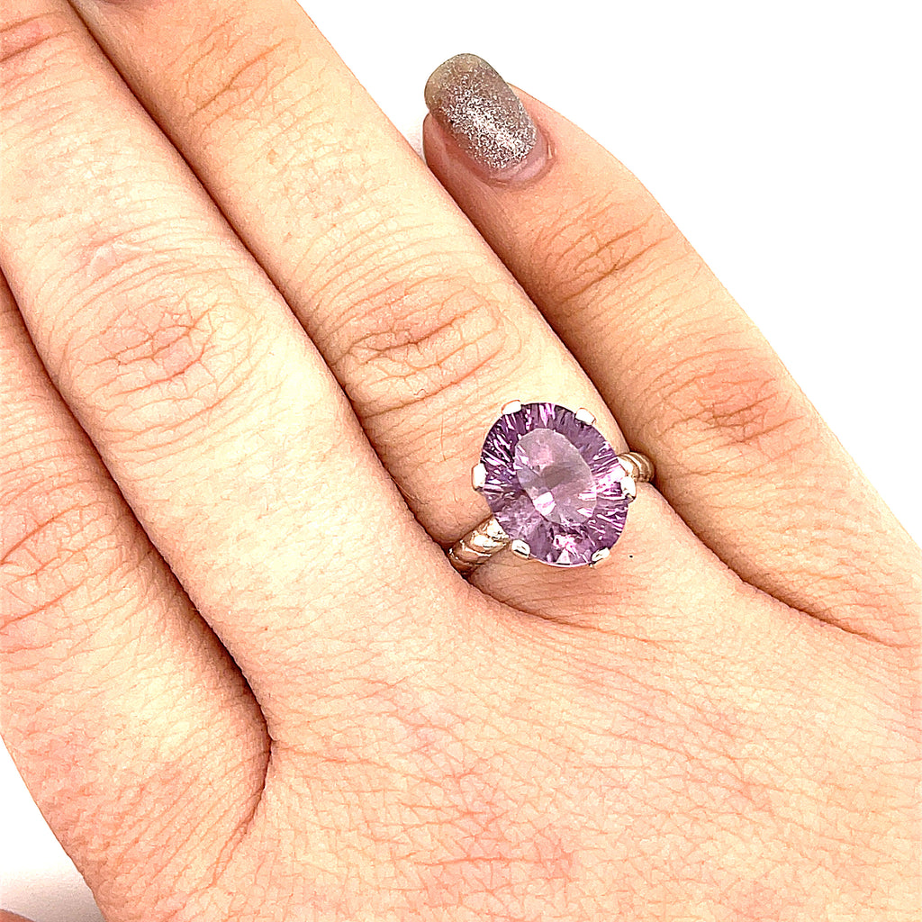 Amethyst Faceted Gemstone Sterling Silver Ring, Jewelry