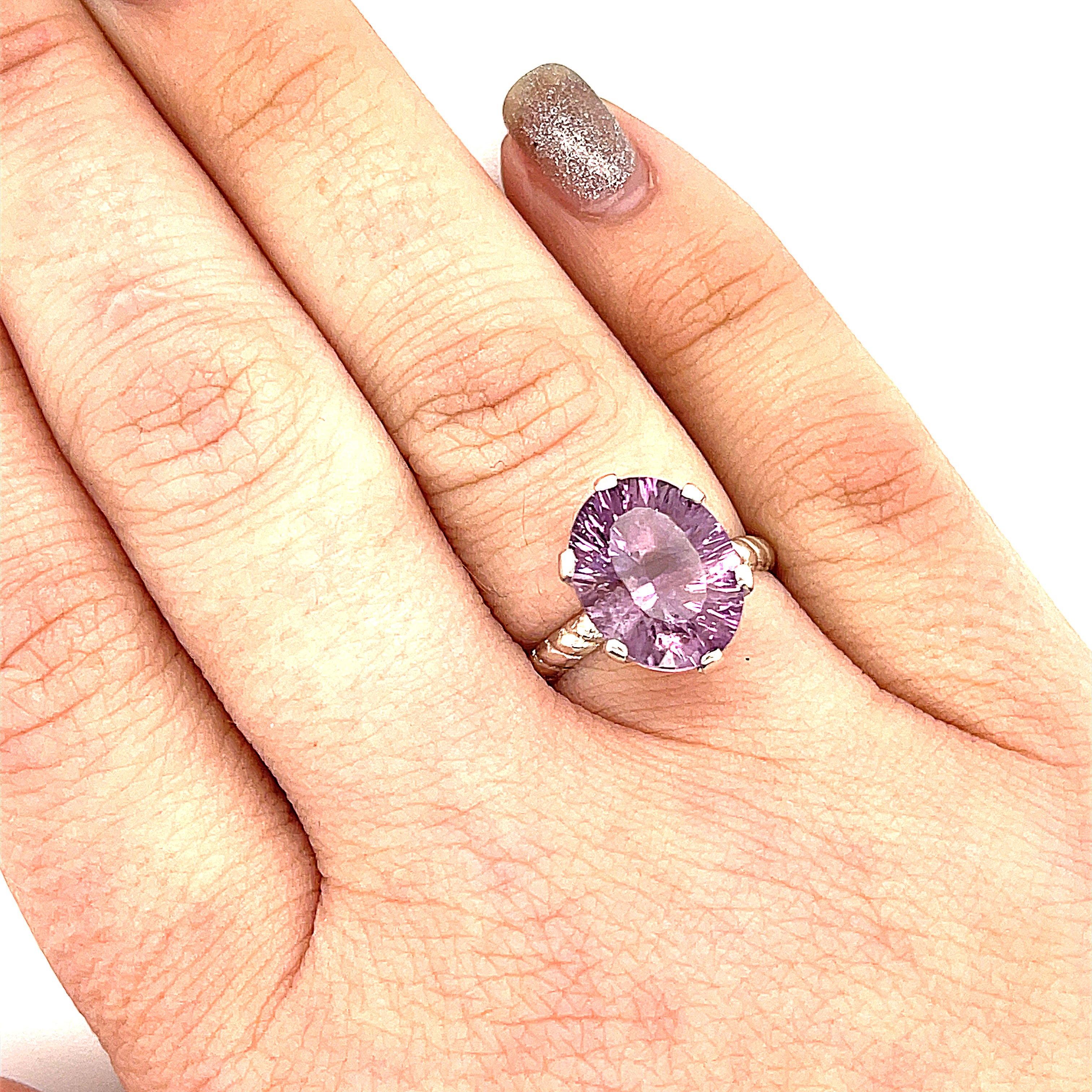 Amethyst Faceted Gemstone Sterling Silver Ring, Jewelry