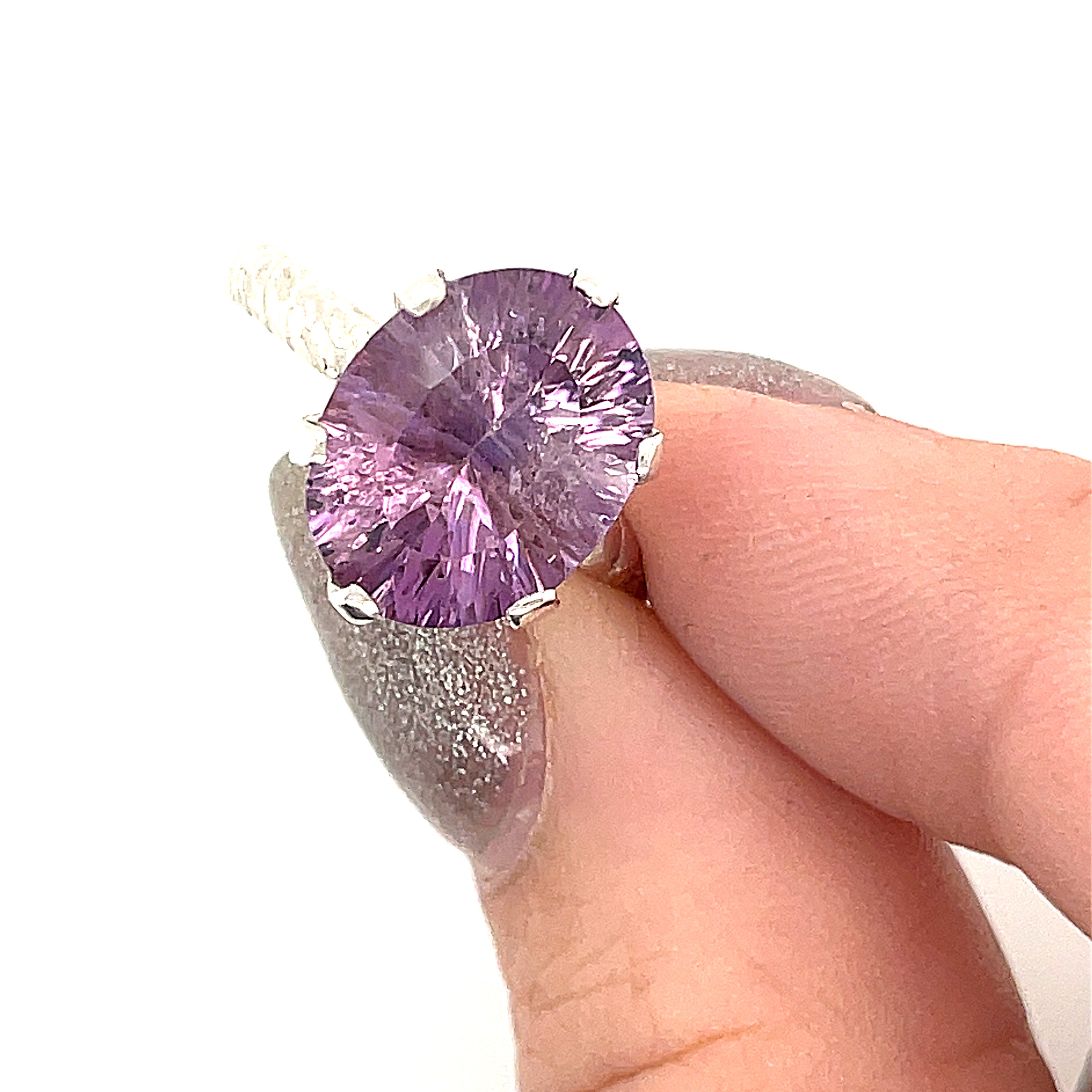 Amethyst Faceted Gemstone Sterling Silver Ring, Jewelry