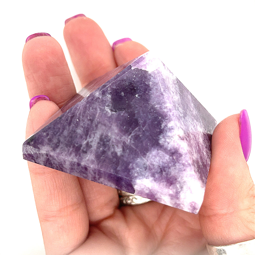 Lepidolite gemstone pyramid, Lepidolite gemstone