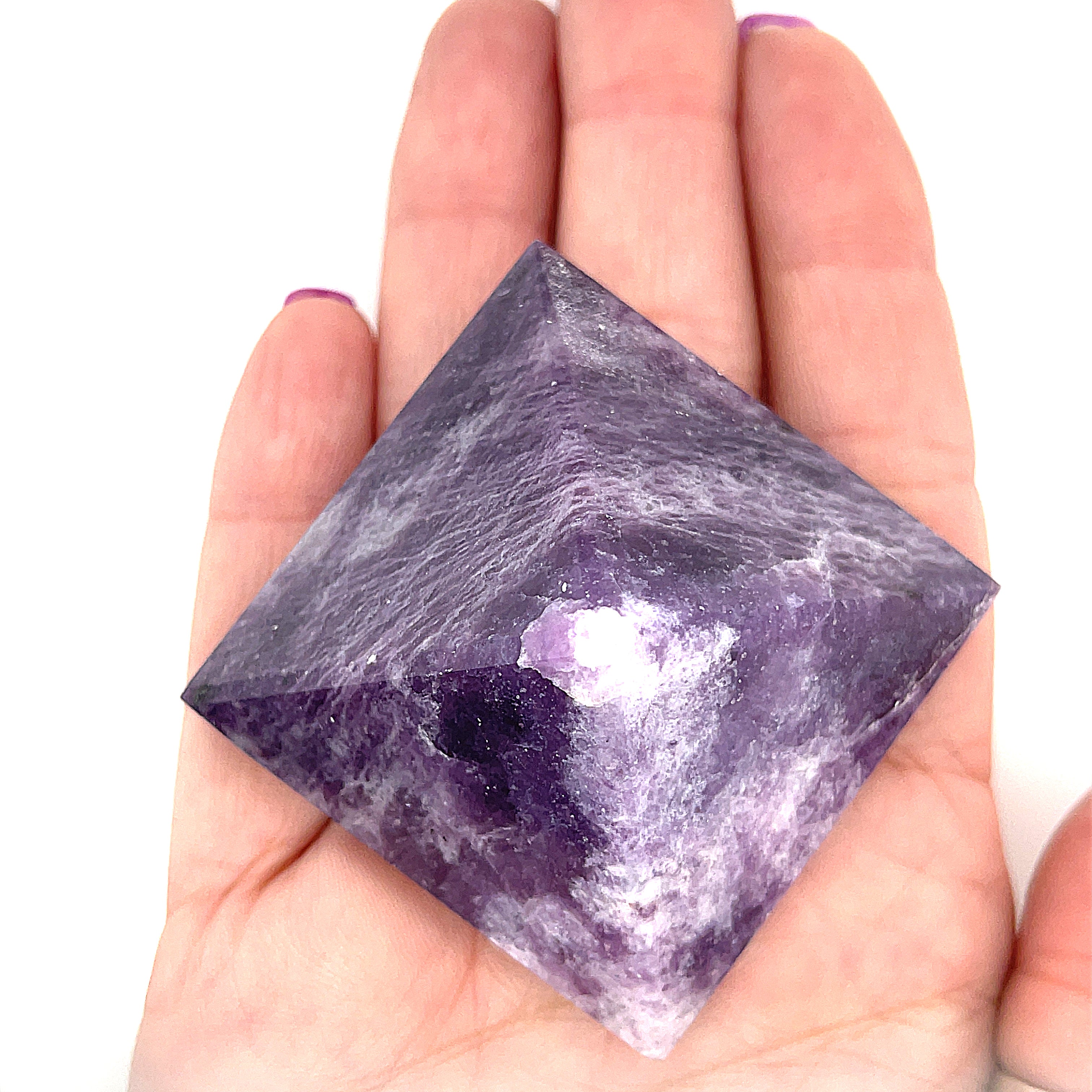 Lepidolite gemstone pyramid, Lepidolite gemstone