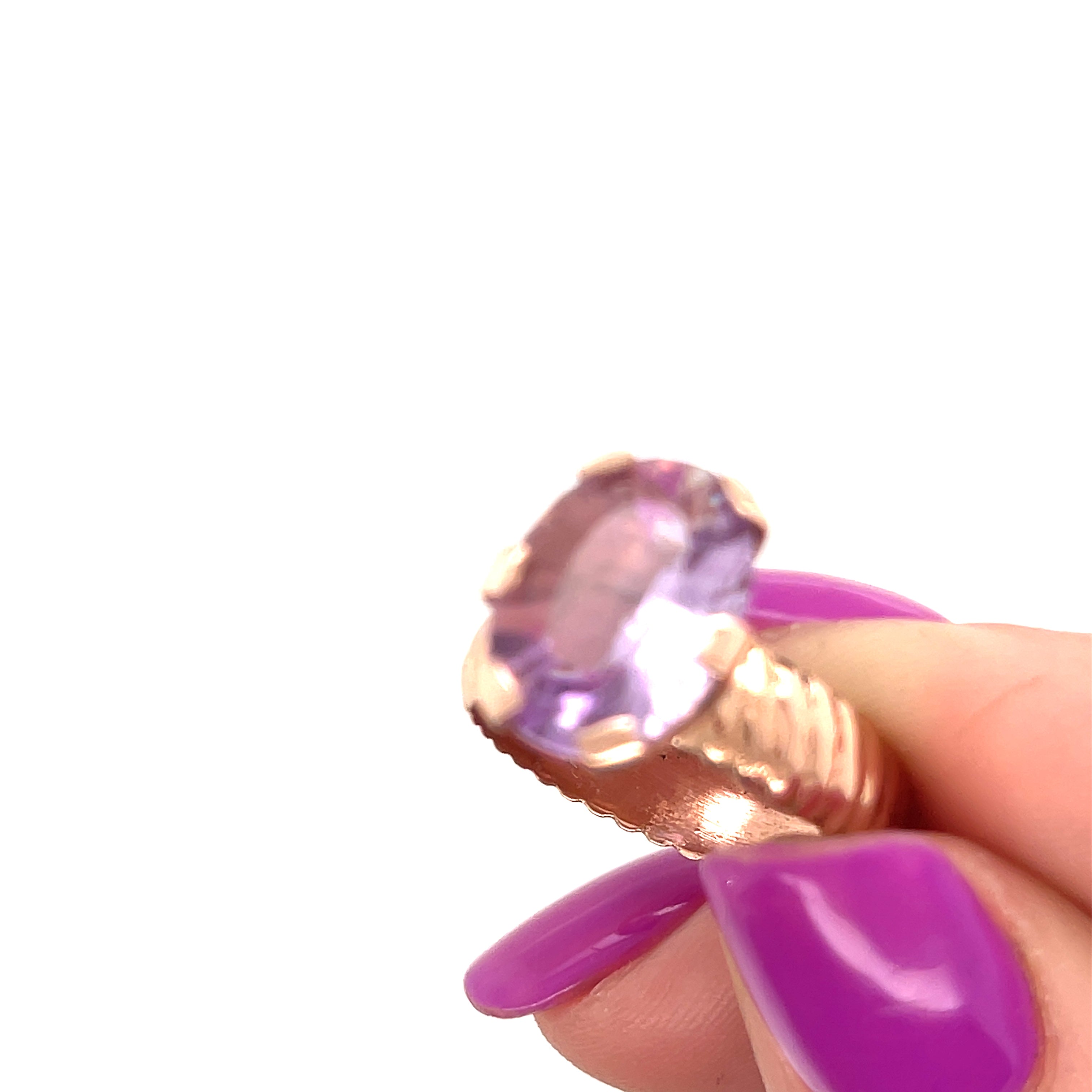 Amethyst Faceted Oval Gemstone Ring, 18k Rose Gold Ring,  prong set, size 7, Jewelry