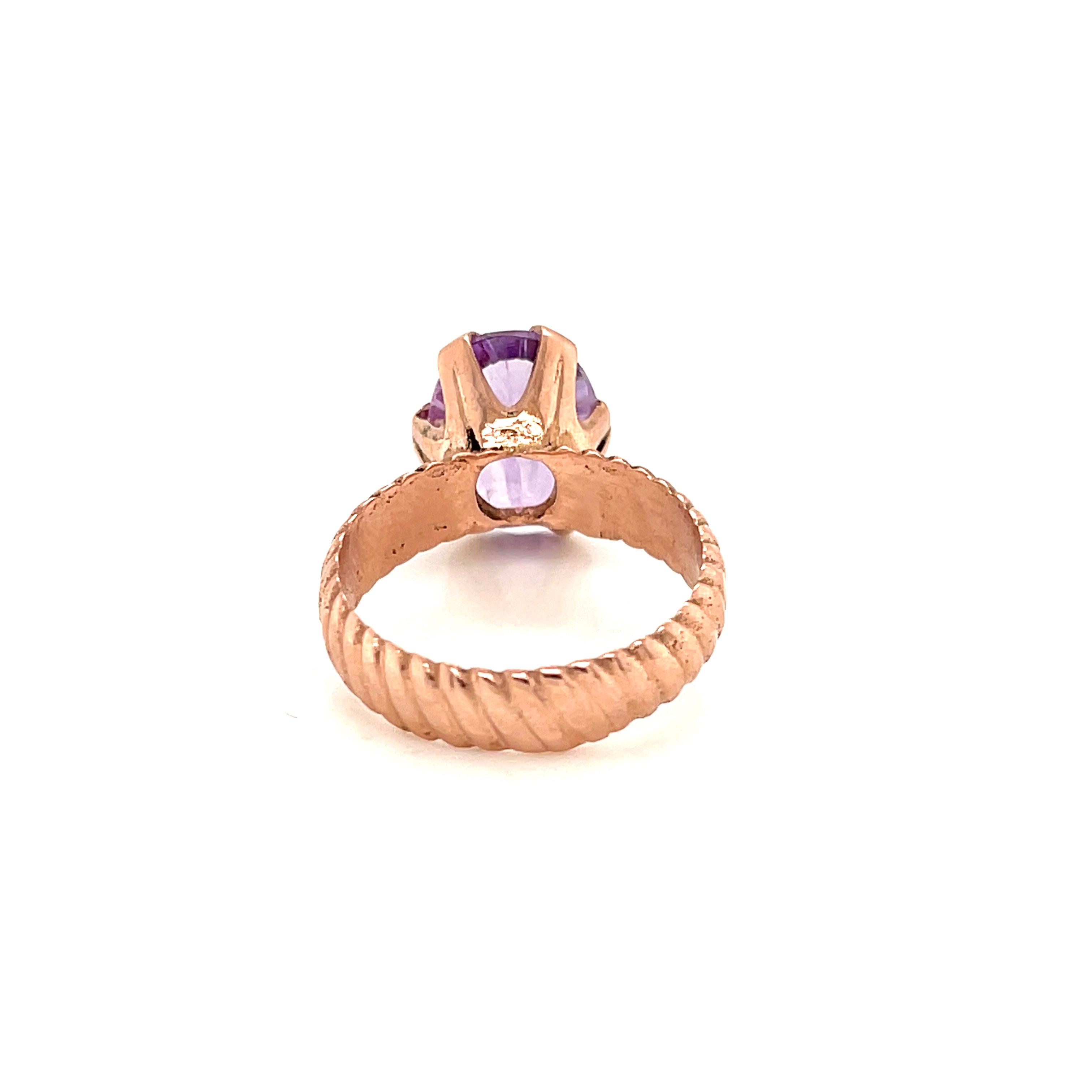 Amethyst Faceted Oval Gemstone Ring, 18k Rose Gold Ring,  prong set, size 7, Jewelry