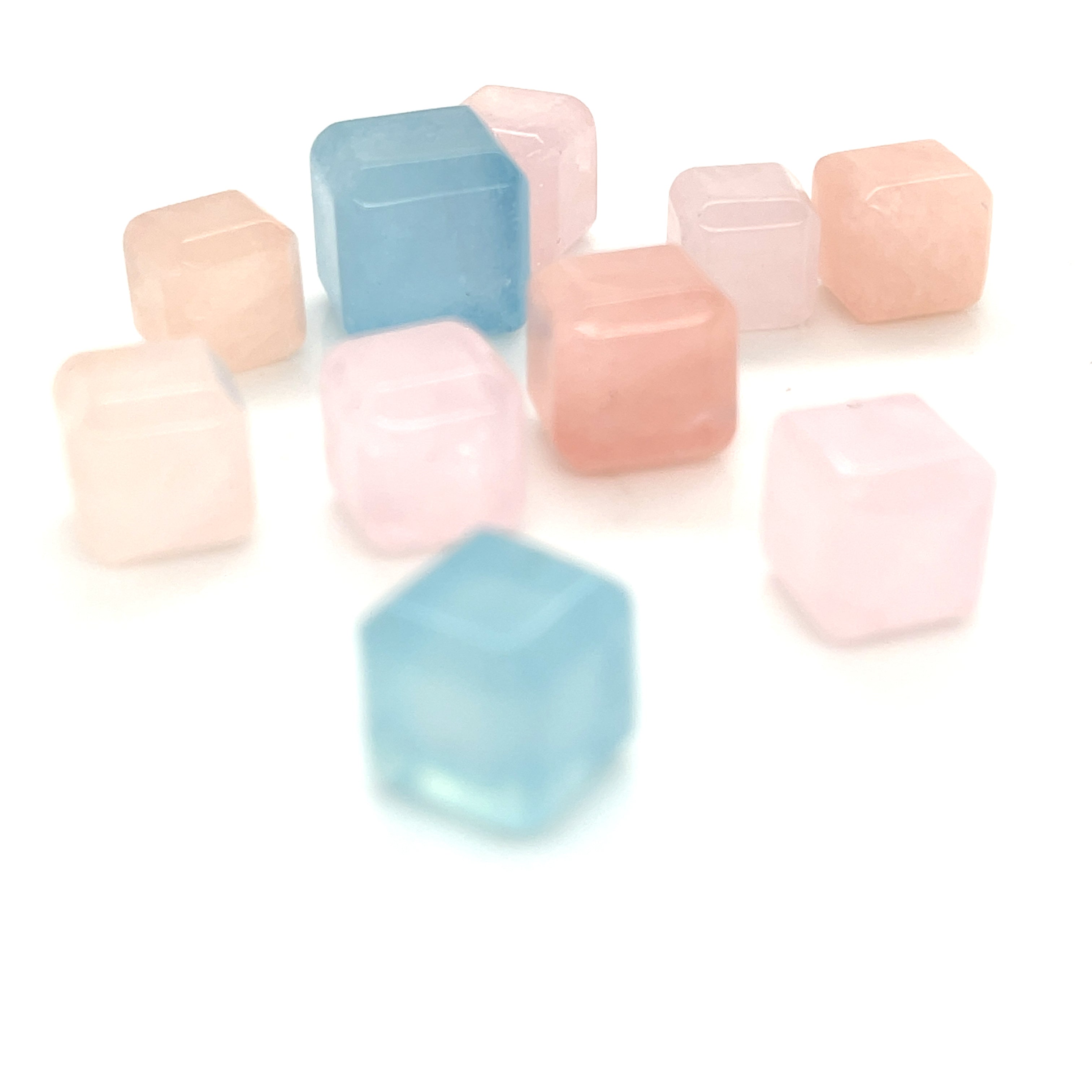 Morganite gemstone cubes