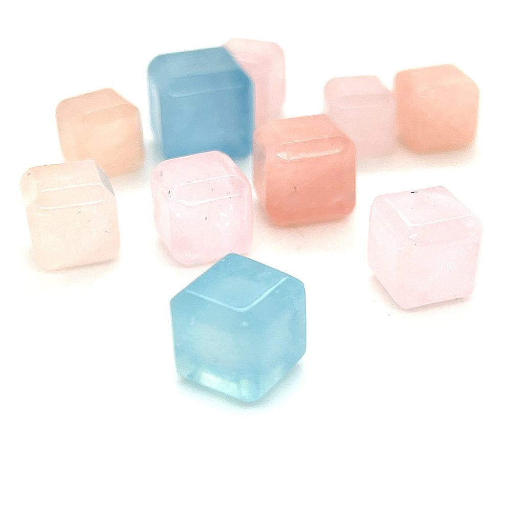 Morganite gemstone cubes