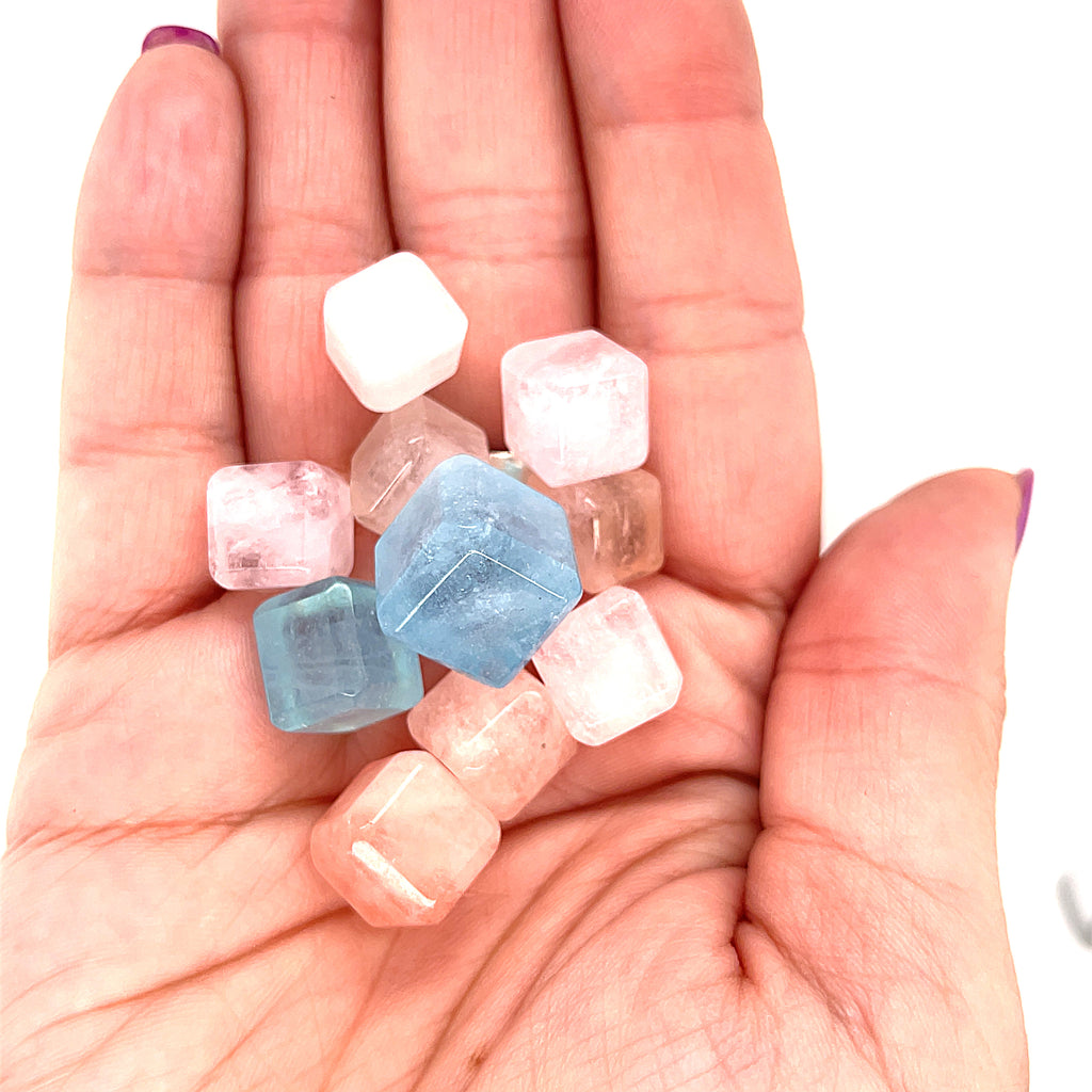 Morganite gemstone cubes