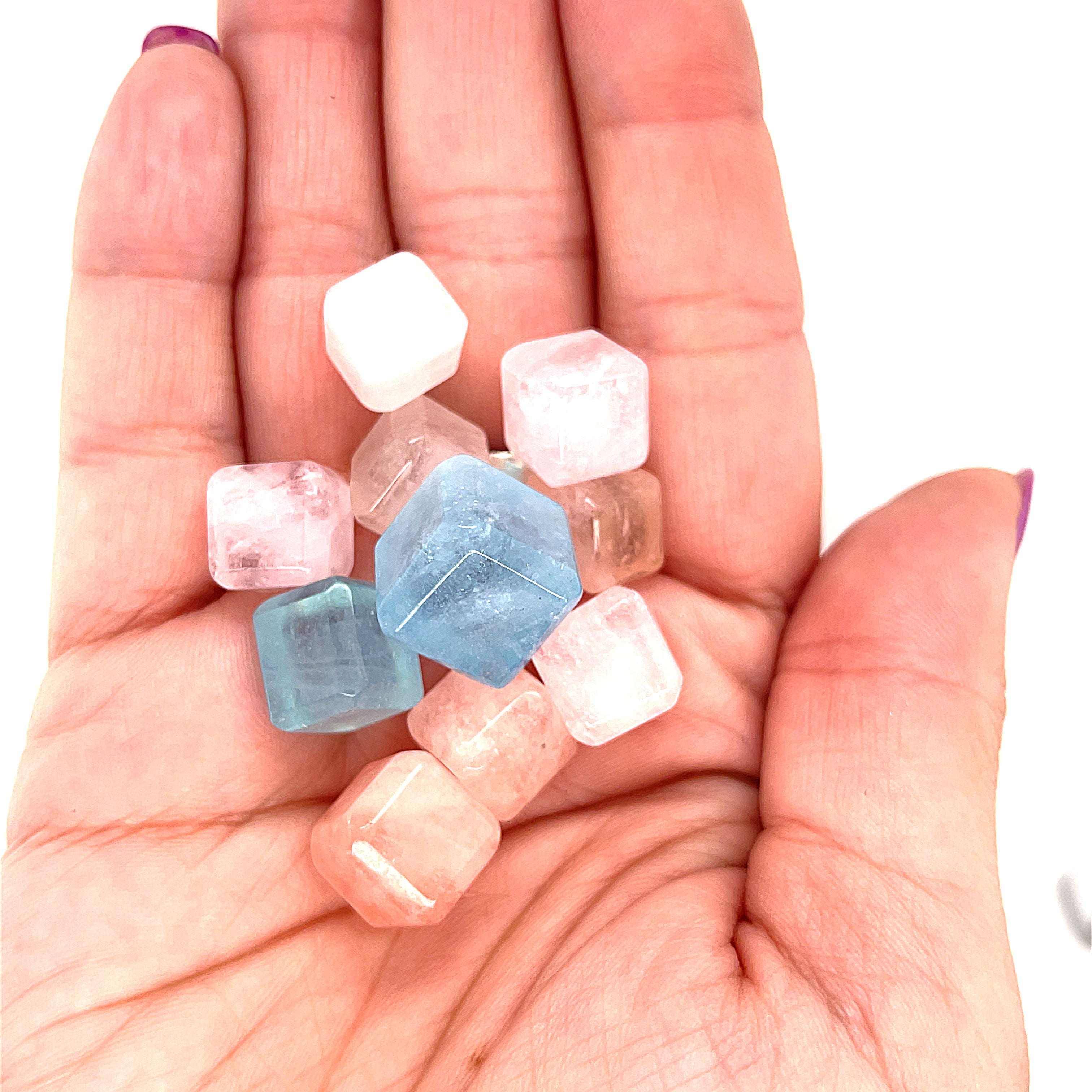 Morganite gemstone cubes