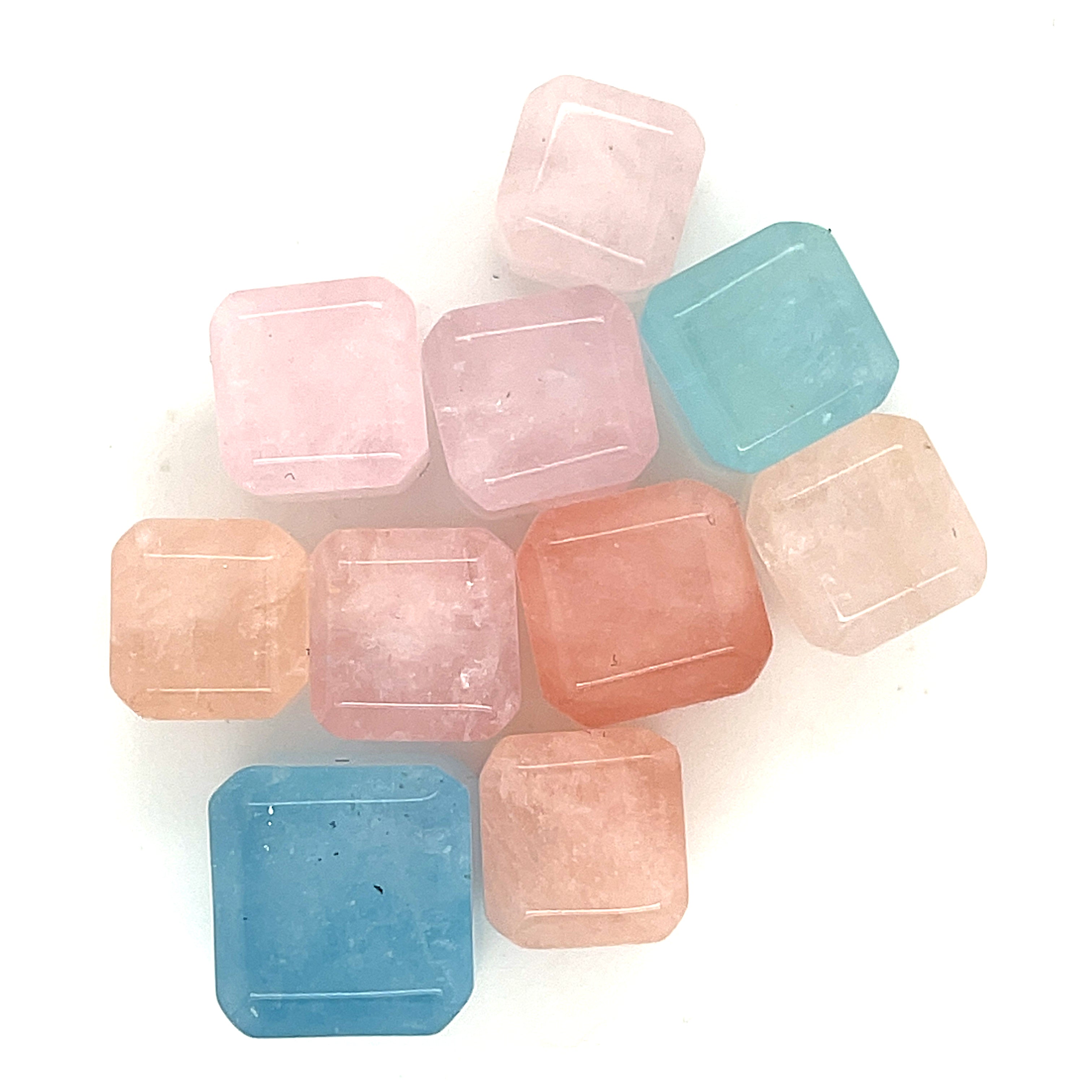 Morganite gemstone cubes