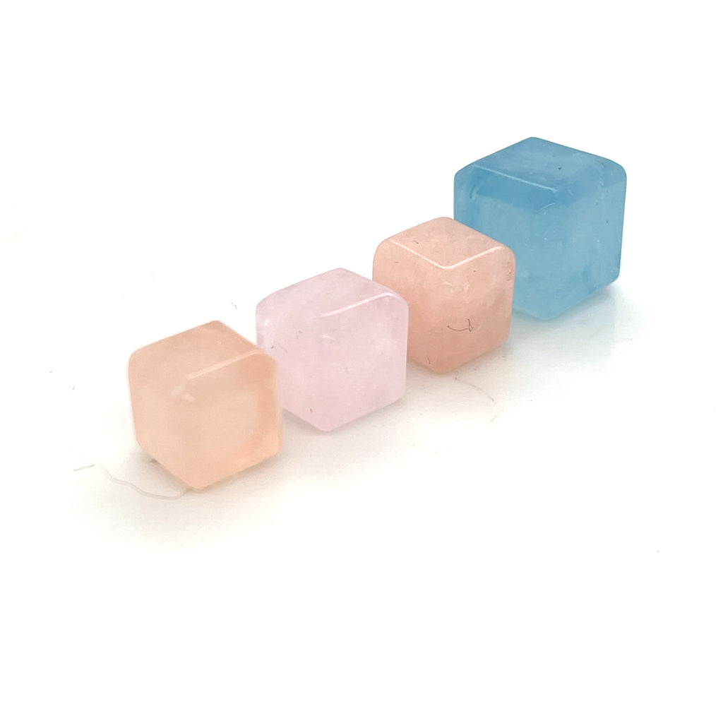 Morganite gemstone cubes