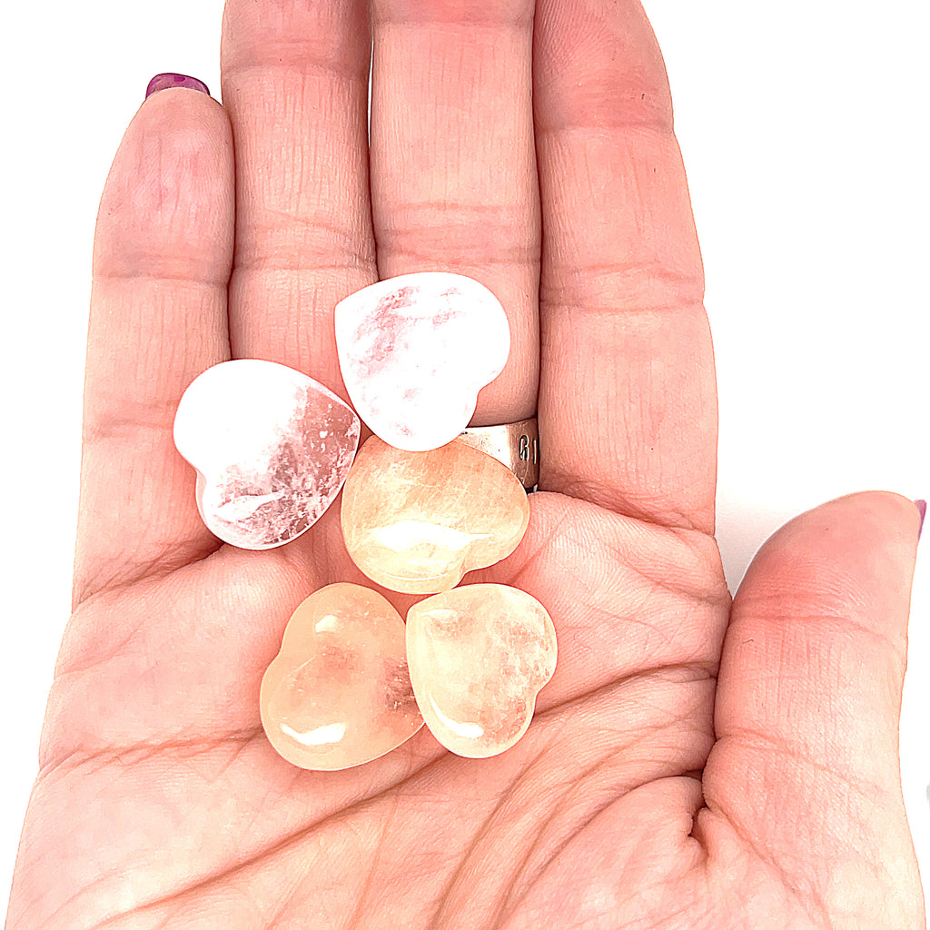 Morganite gemstone hearts