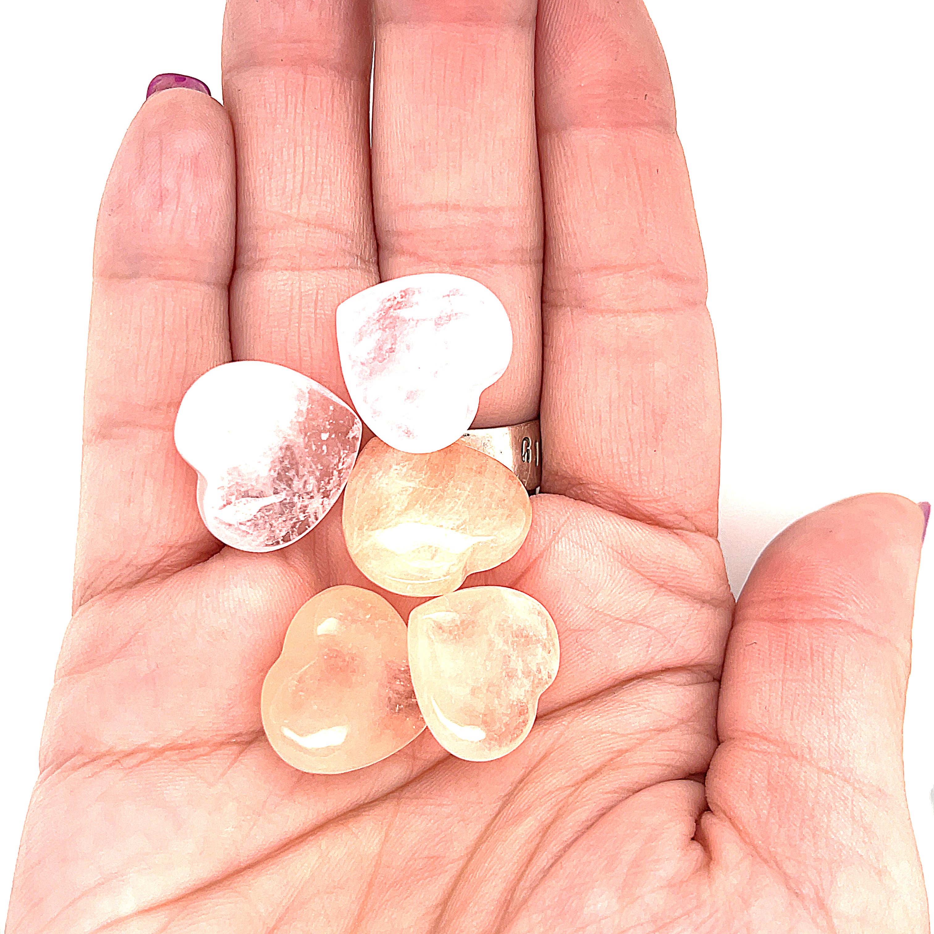 Morganite gemstone hearts