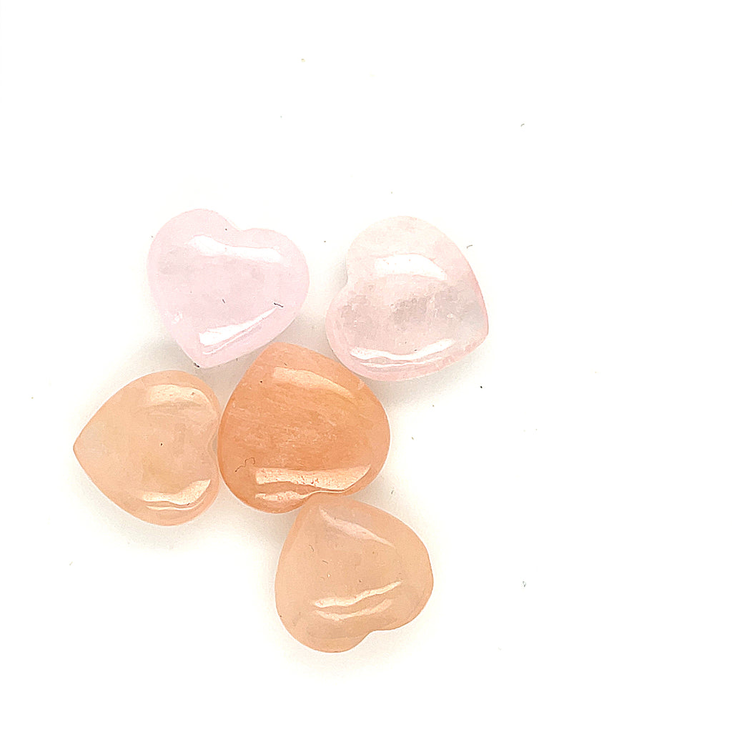 Morganite gemstone hearts