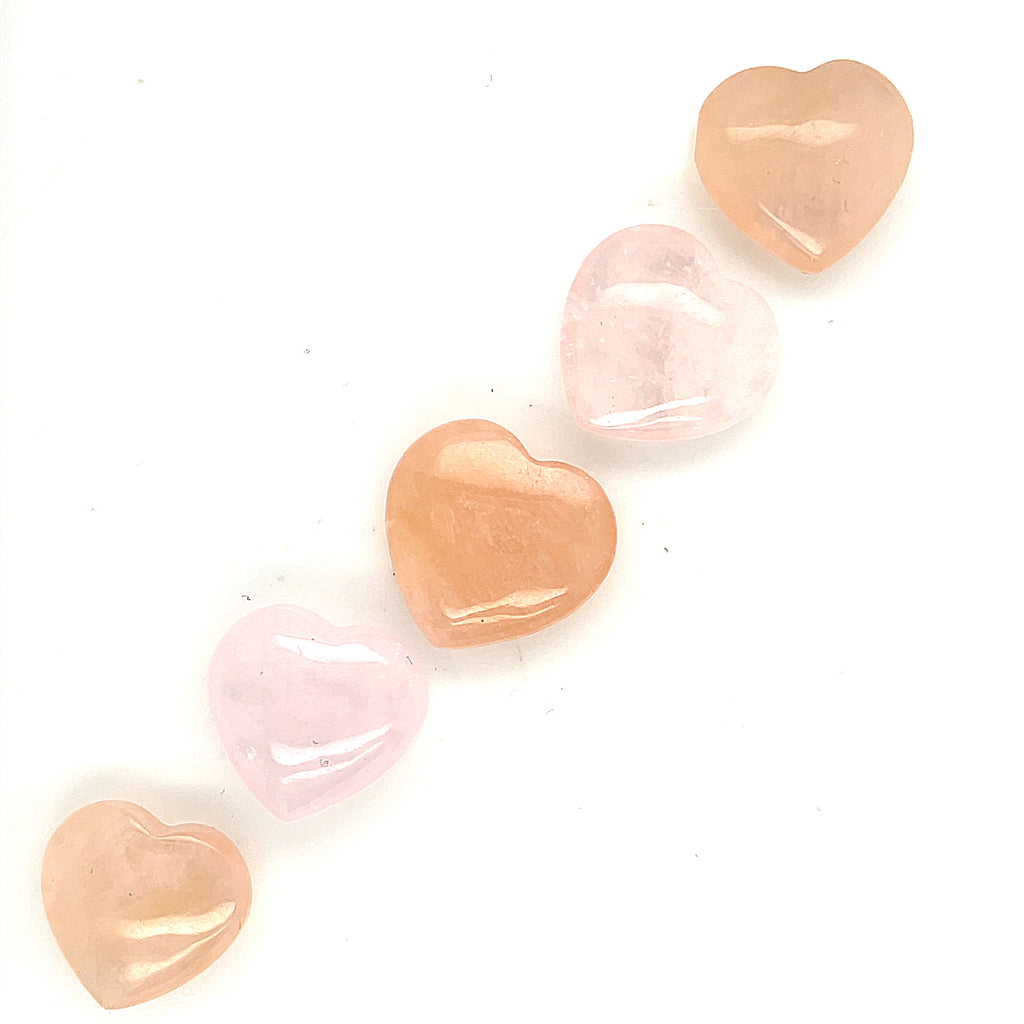 Morganite gemstone hearts