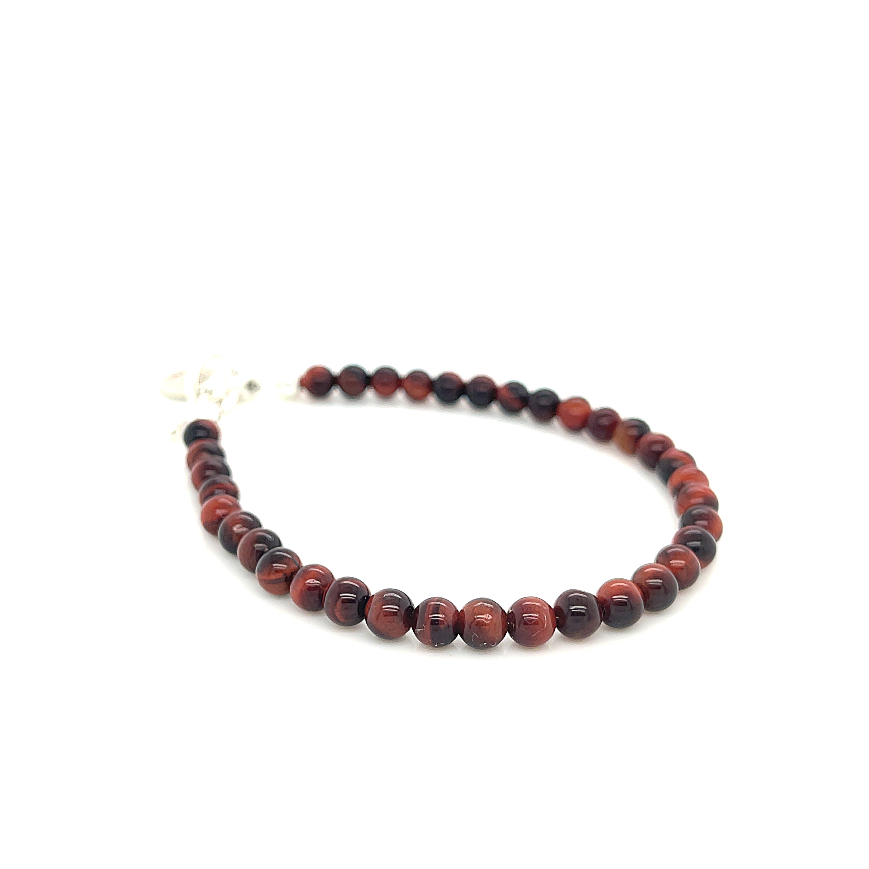 Red Tiger Eye Gemstone Beaded Bracelet