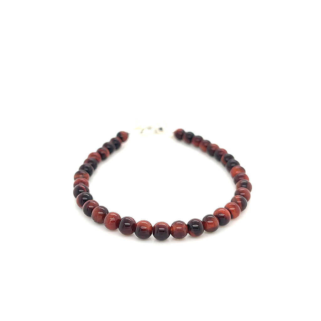 Red Tiger Eye Gemstone Beaded Bracelet