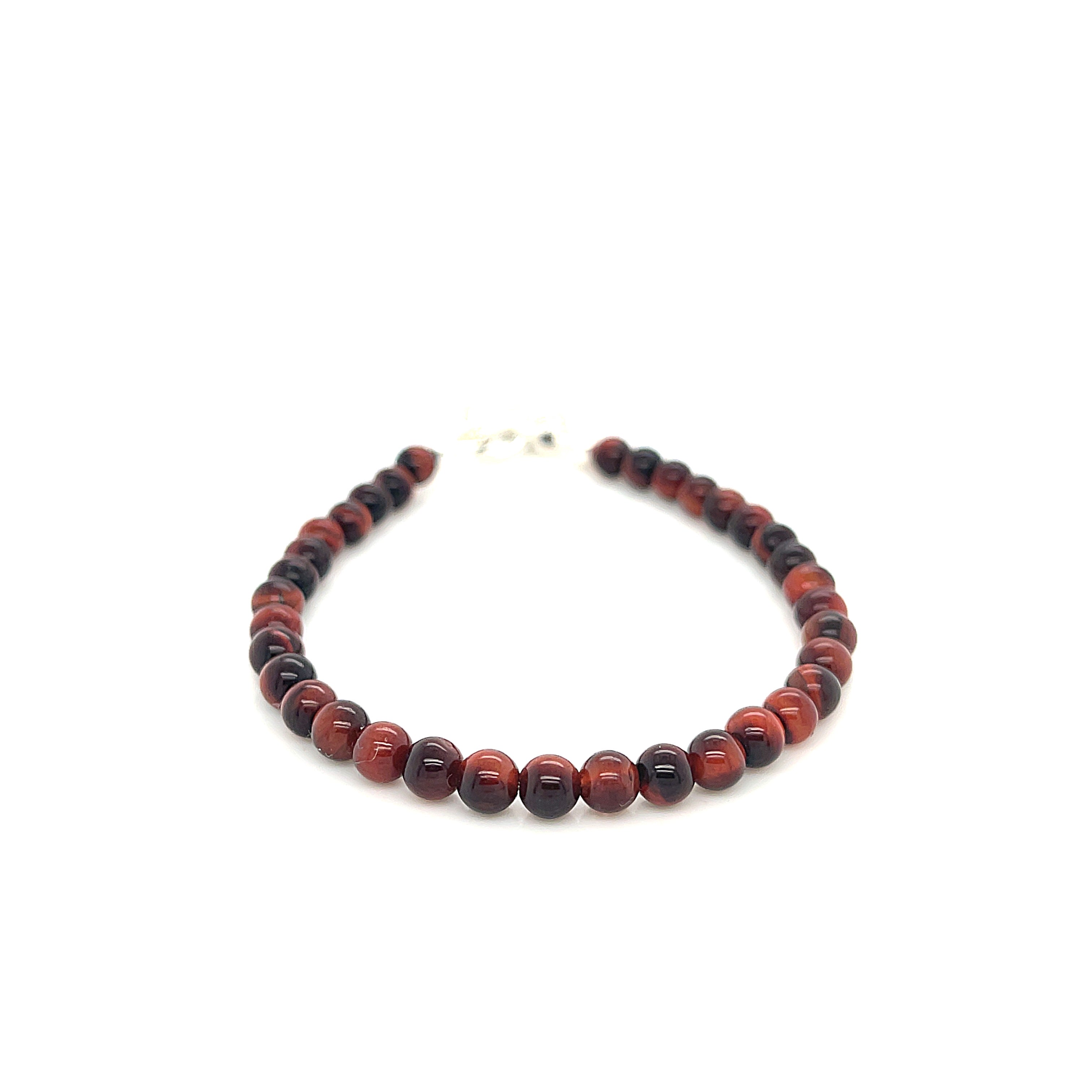Red Tiger Eye Gemstone Beaded Bracelet