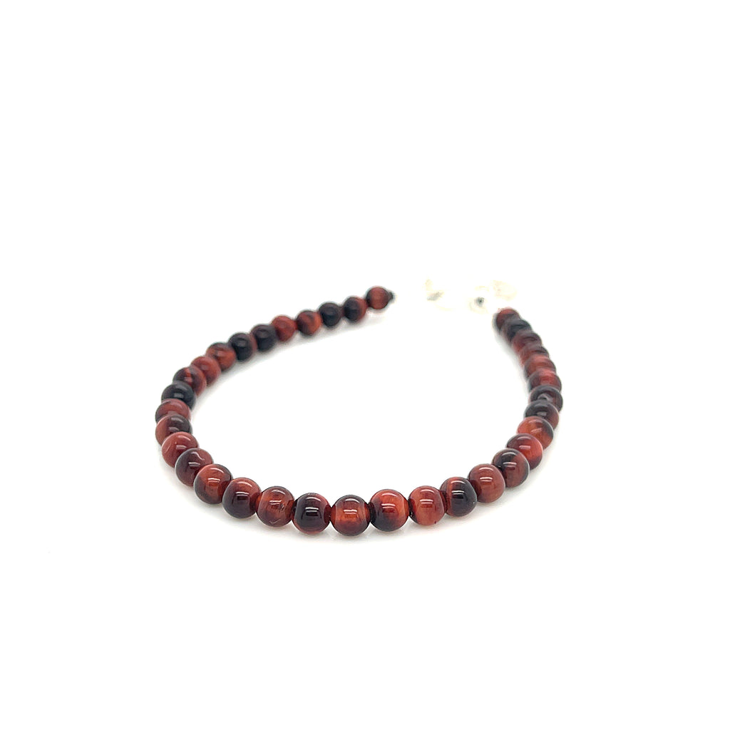 Red Tiger Eye Gemstone Beaded Bracelet