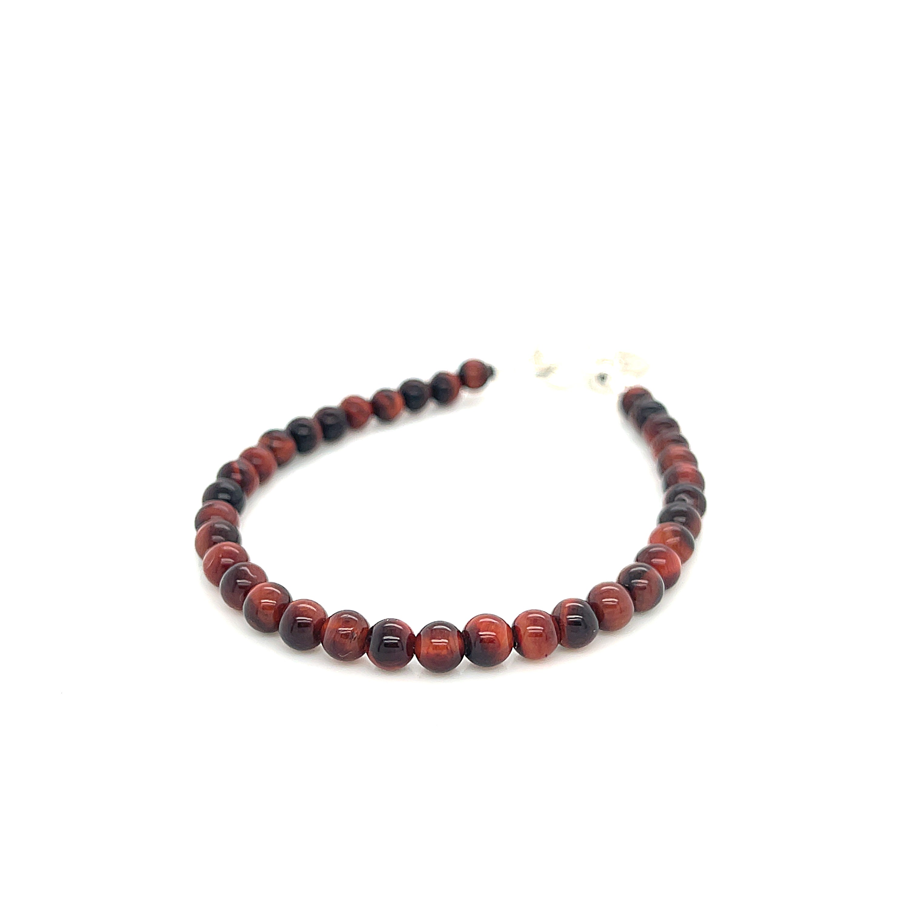 Red Tiger Eye Gemstone Beaded Bracelet