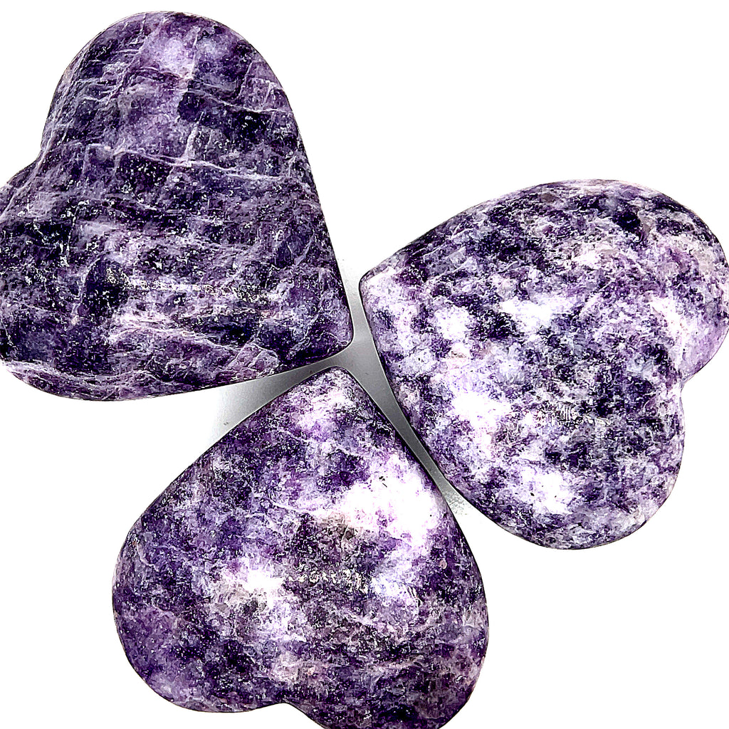 Lepidolite gemstone hearts shape carving