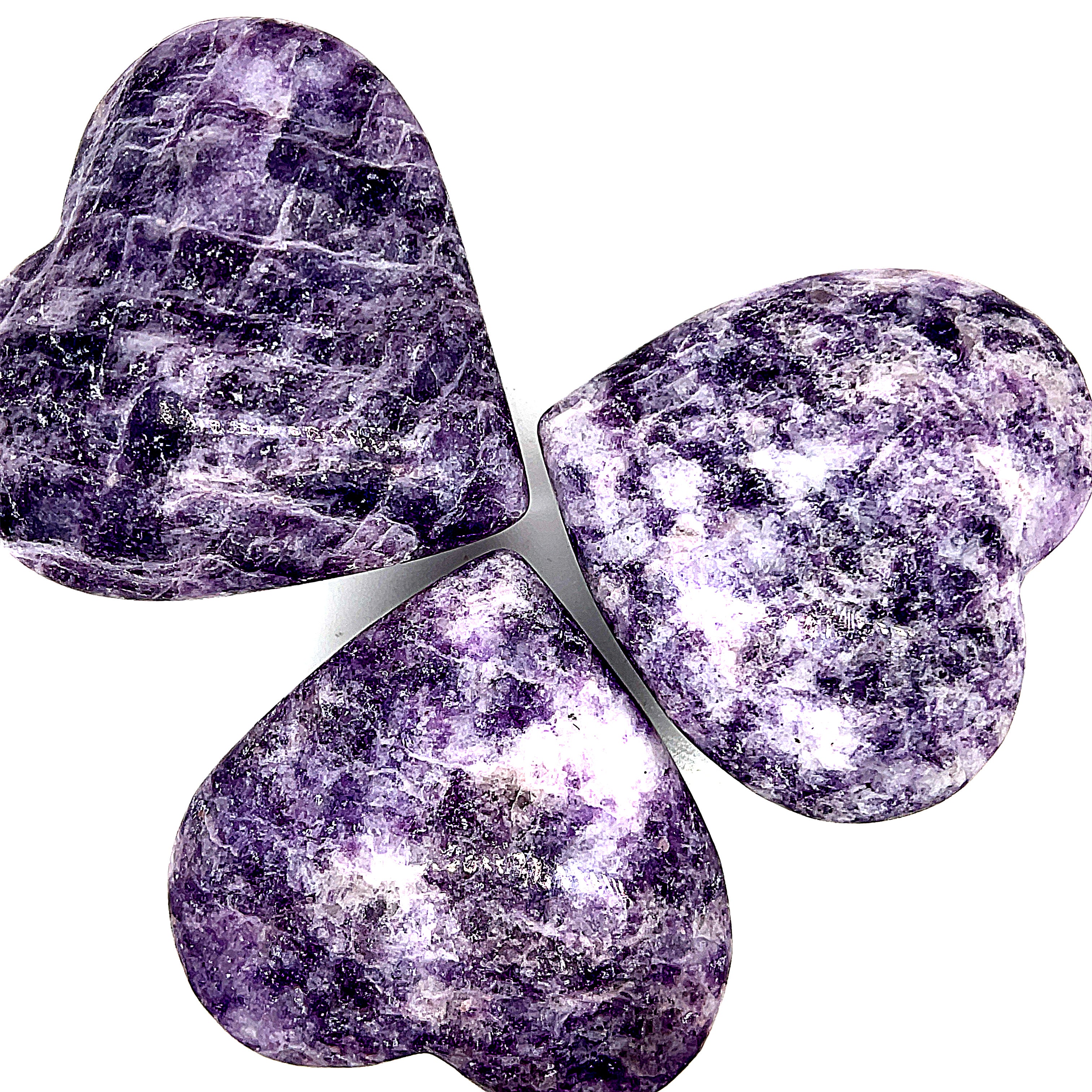 Lepidolite gemstone hearts shape carving