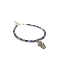 Iolite gemstone bracelet with  Diamond Hamsa pendant