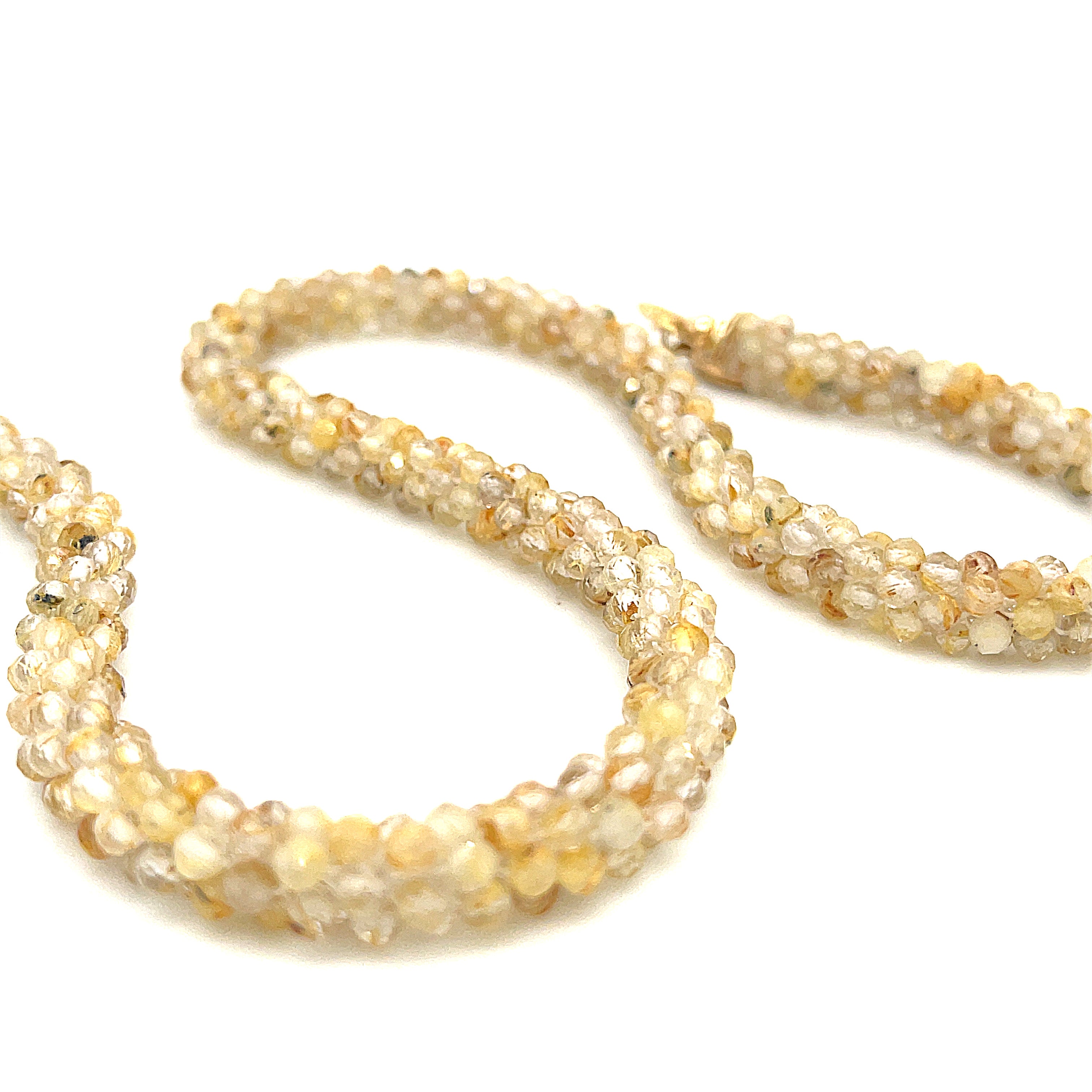 Golden Rutile Quartz gemstone crocheted necklace with gold filled toggle