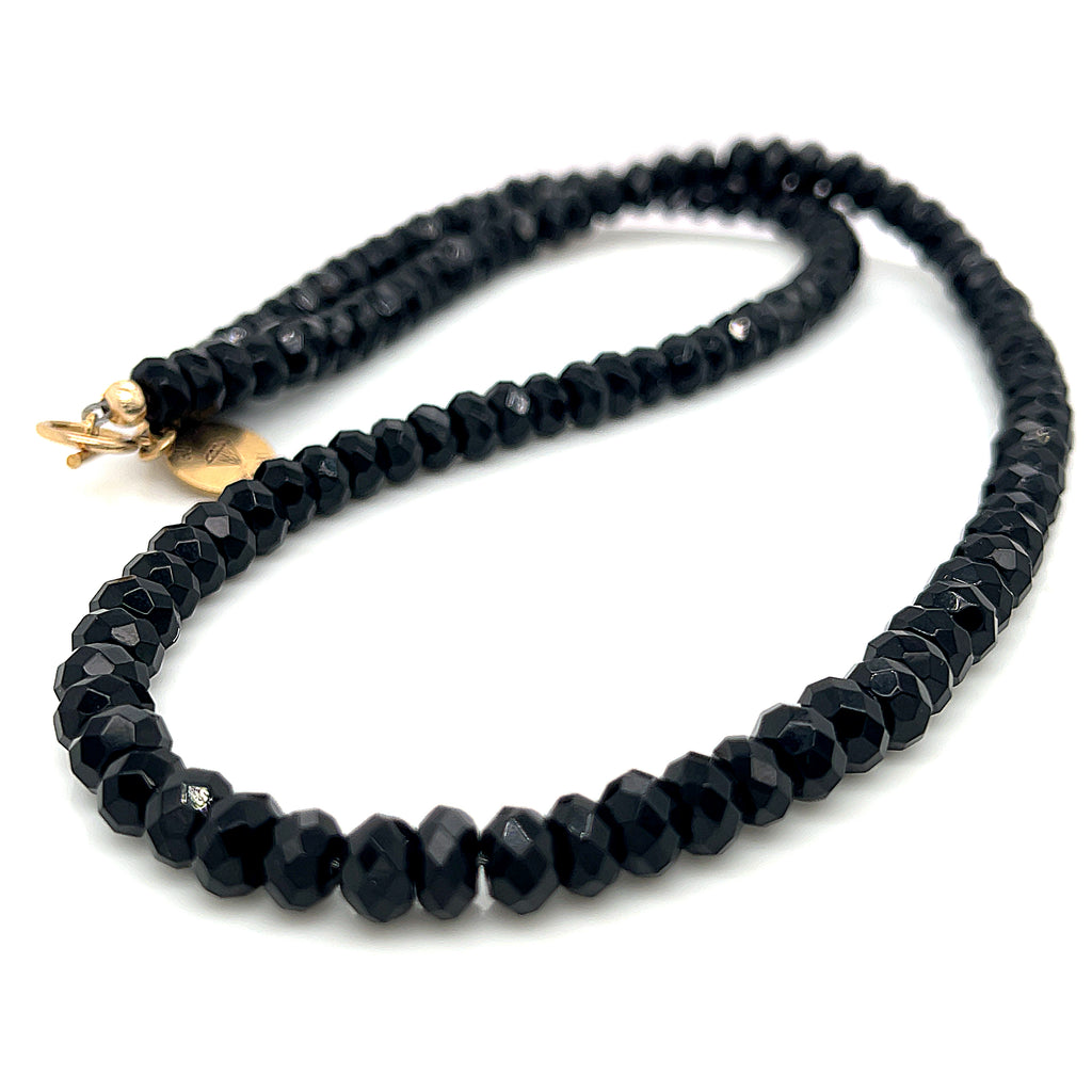 Black Onyx gemstone beaded necklace, Jewelry
