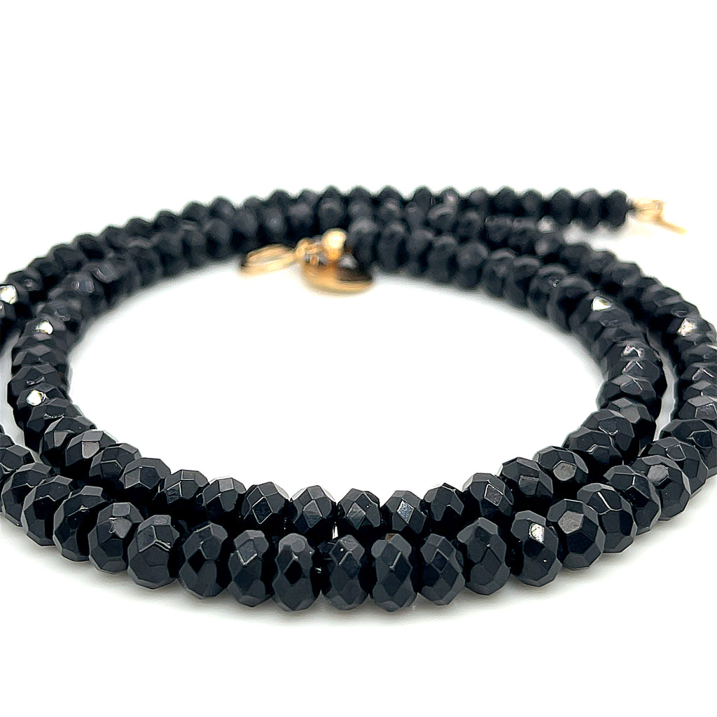 Black Onyx gemstone beaded necklace, Jewelry
