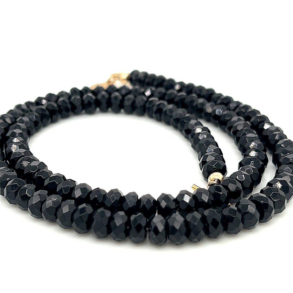 Black Onyx gemstone beaded necklace, Jewelry