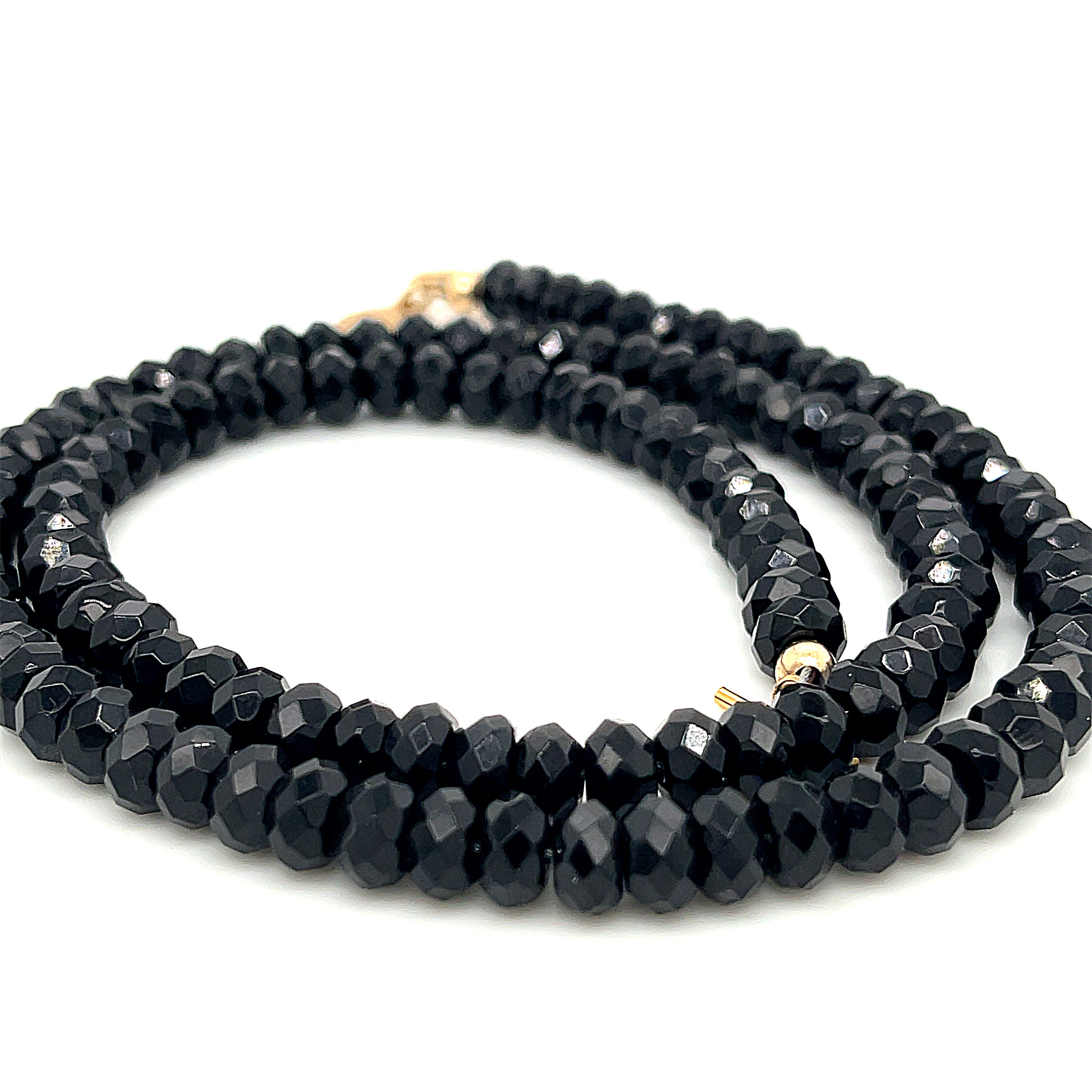 Black Onyx gemstone beaded necklace, Jewelry