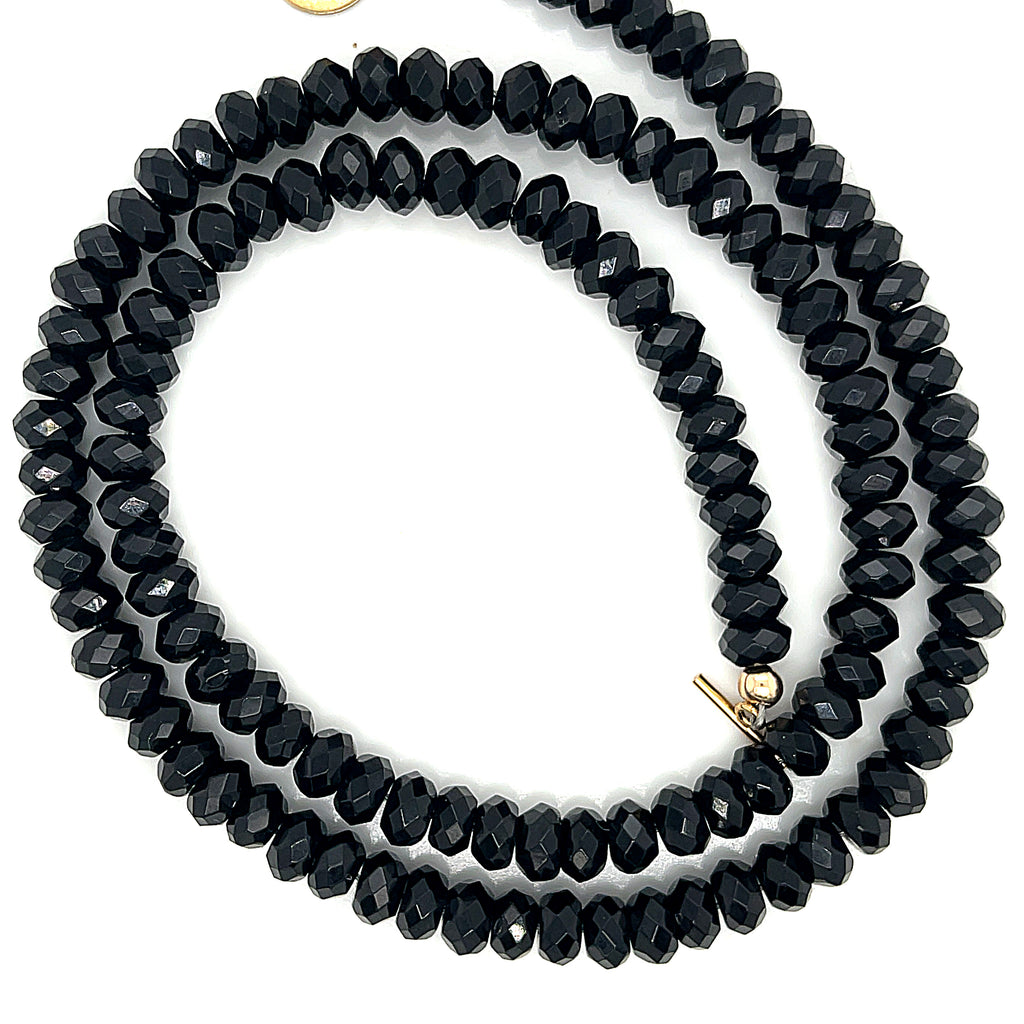 Black Onyx gemstone beaded necklace, Jewelry