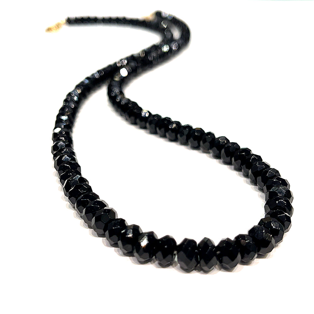 Black Onyx gemstone beaded necklace, Jewelry