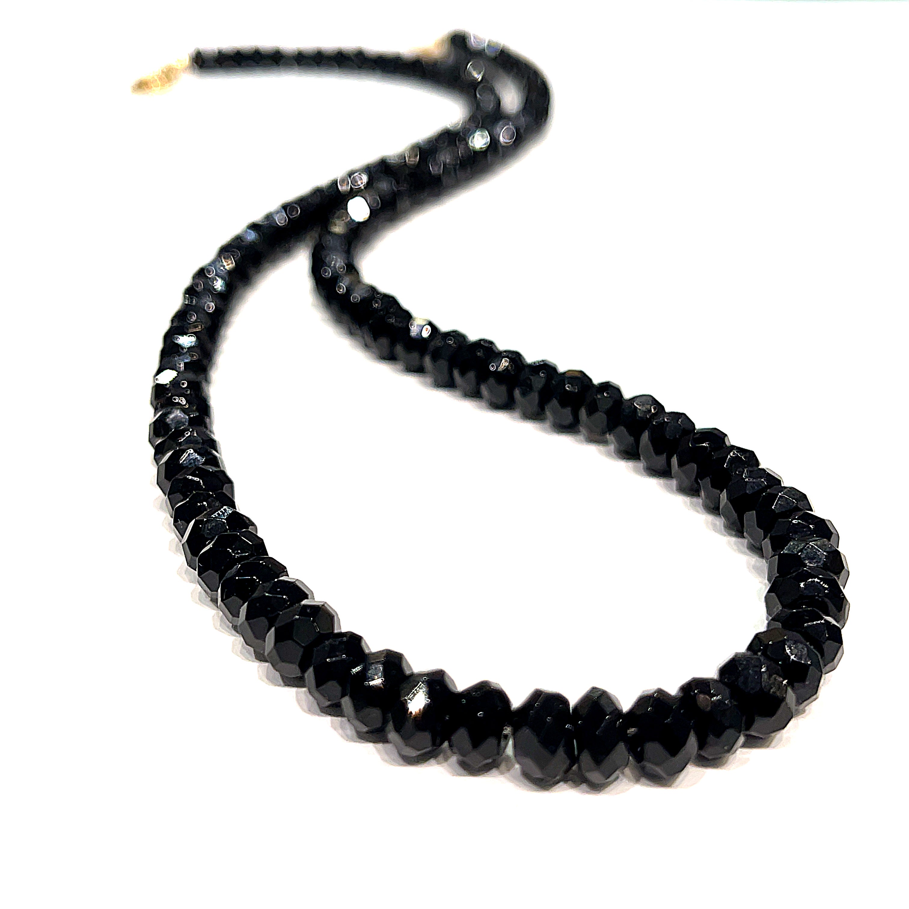 Black Onyx gemstone beaded necklace, Jewelry