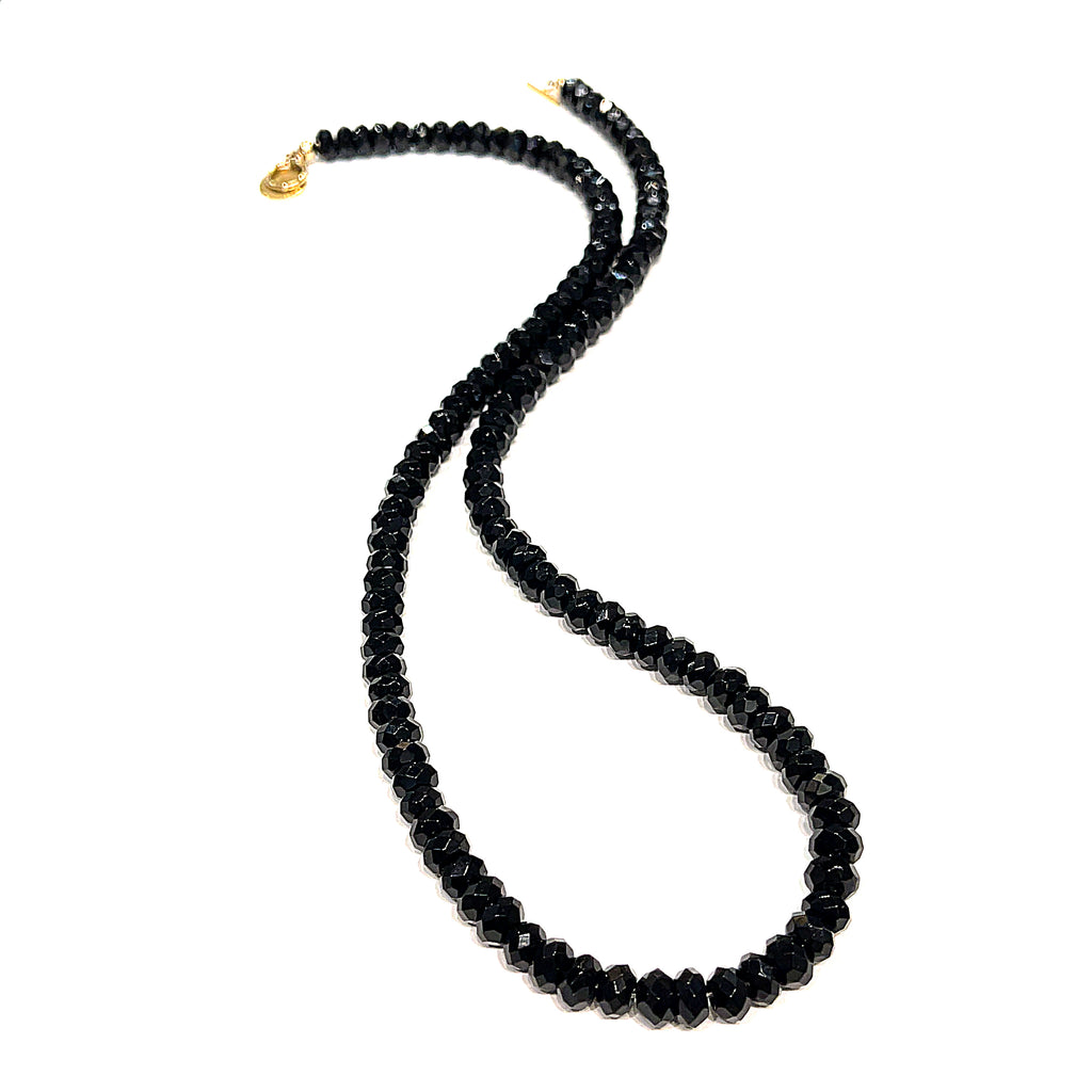 Black Onyx gemstone beaded necklace, Jewelry