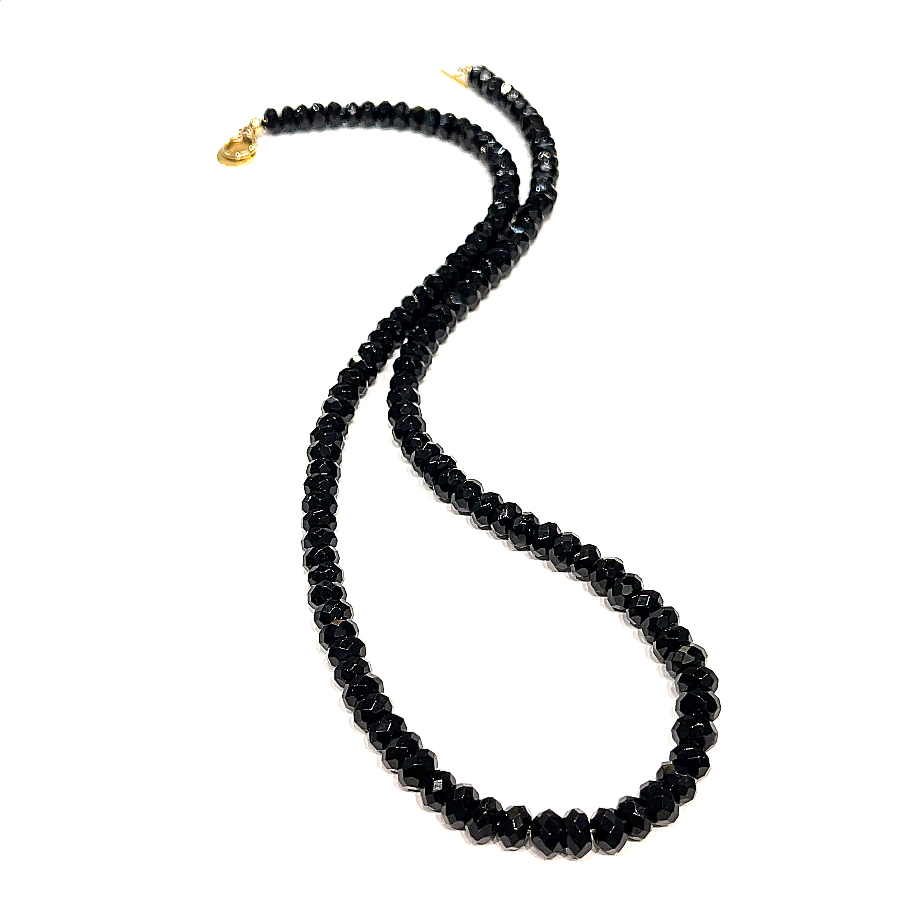 Black Onyx gemstone beaded necklace, Jewelry