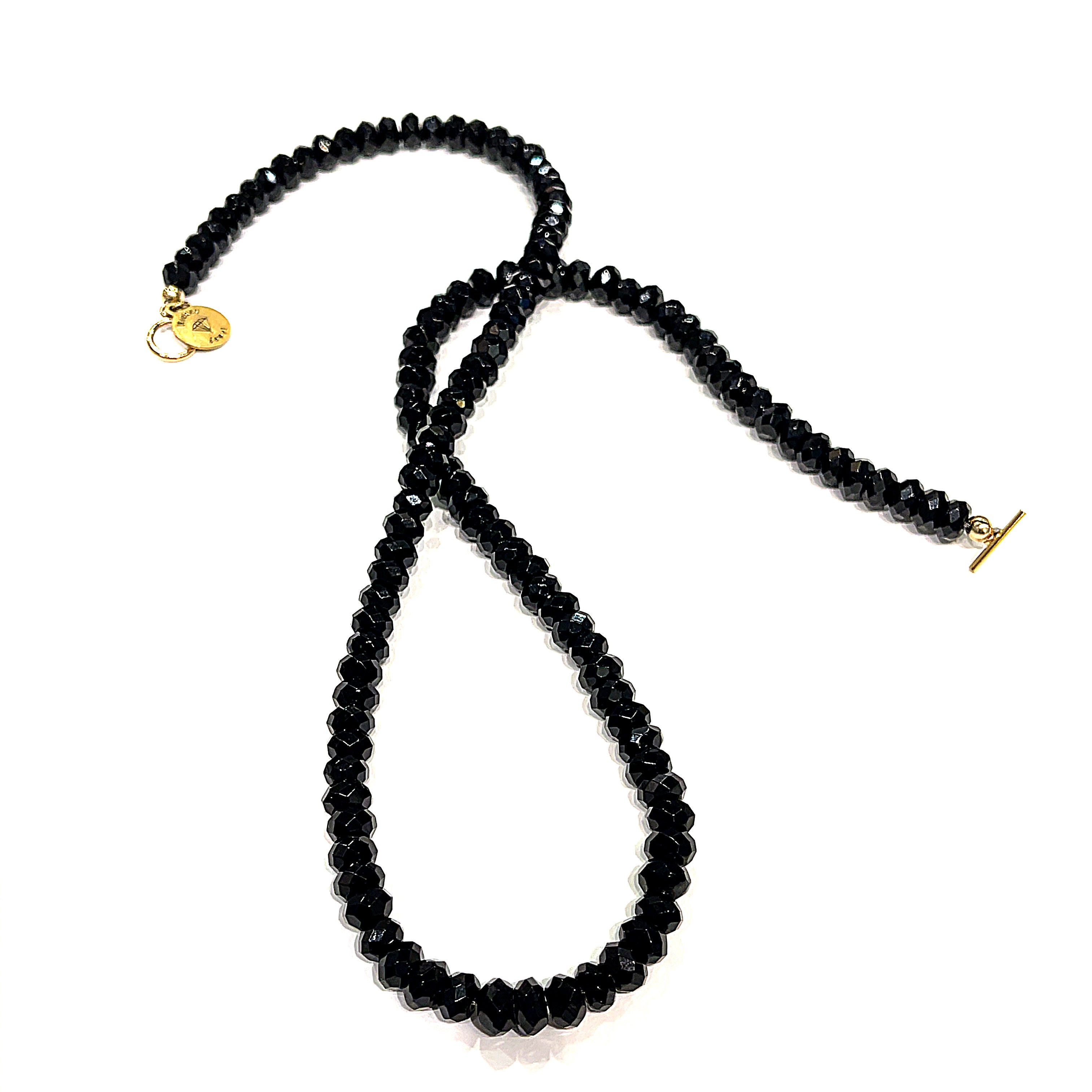 Black Onyx gemstone beaded necklace, Jewelry
