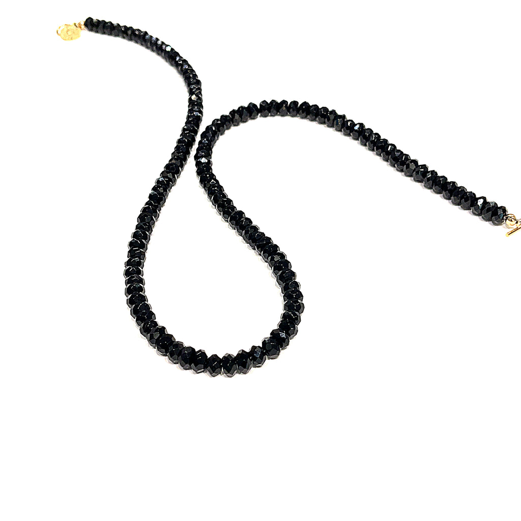 Black Onyx gemstone beaded necklace, Jewelry