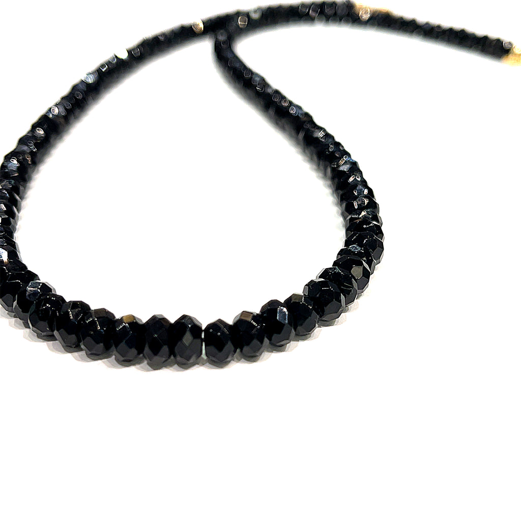 Black Onyx gemstone beaded necklace, Jewelry