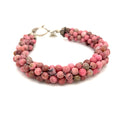 Pink Turquoise stone Crocheted Bracelet, with sterling clasp