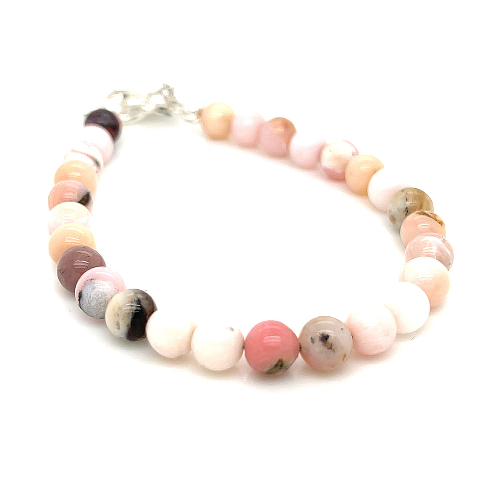 Pink Opal beaded gemstone bracelet, jewelry