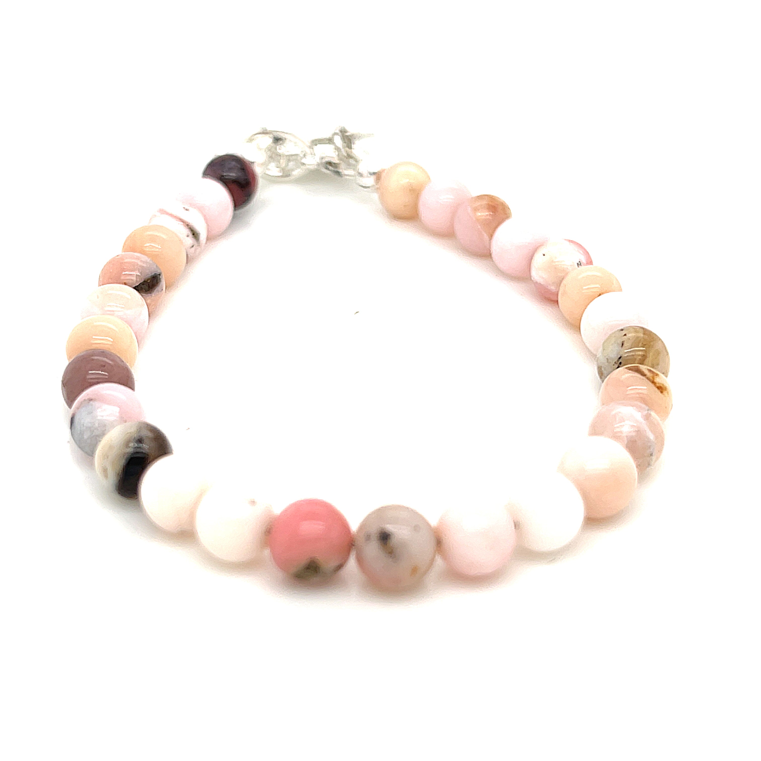 Pink Opal beaded gemstone bracelet, jewelry