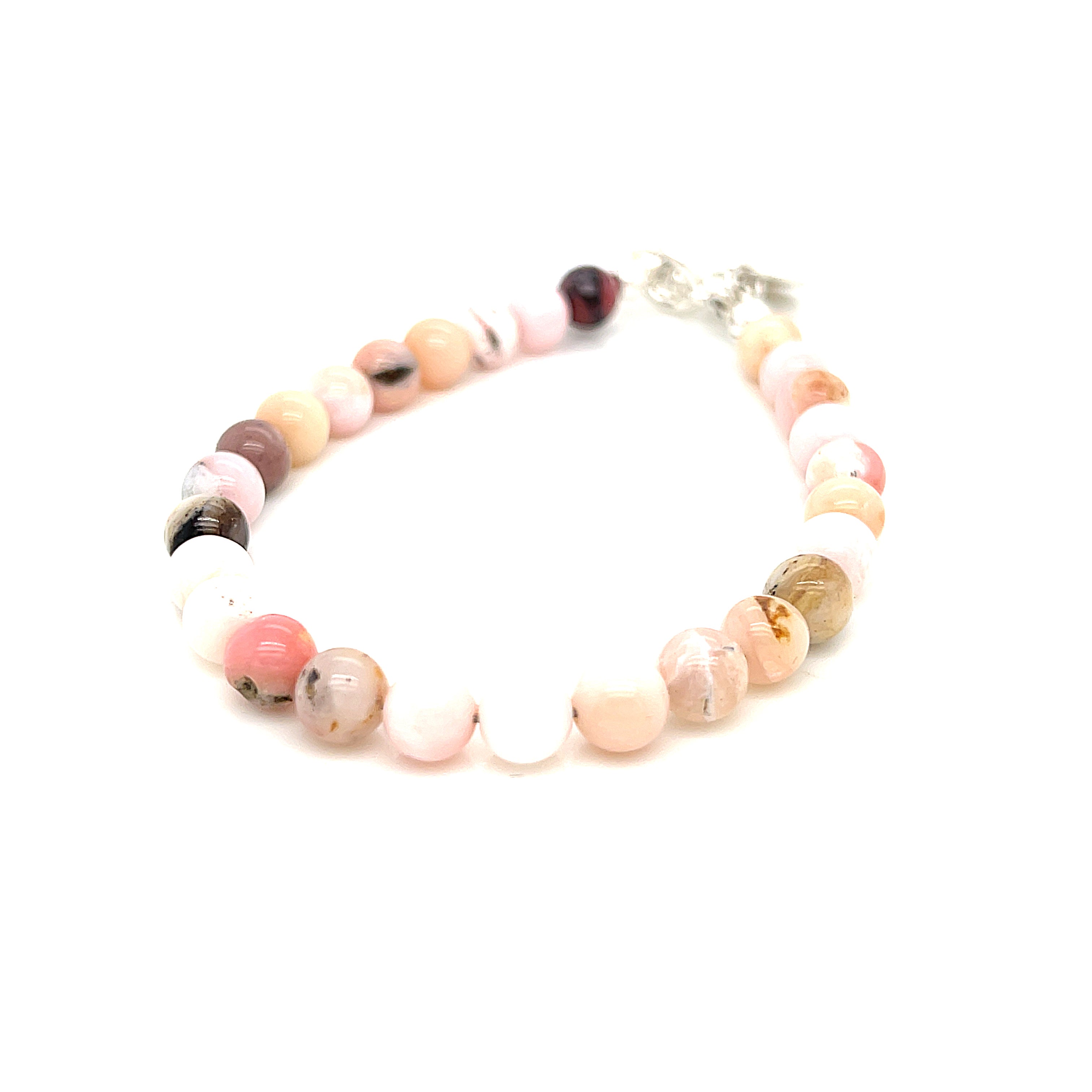 Pink Opal beaded gemstone bracelet, jewelry