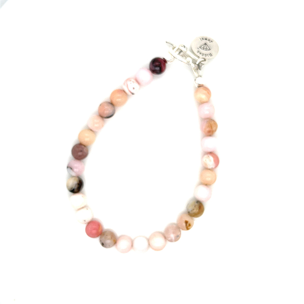Pink Opal beaded gemstone bracelet, jewelry