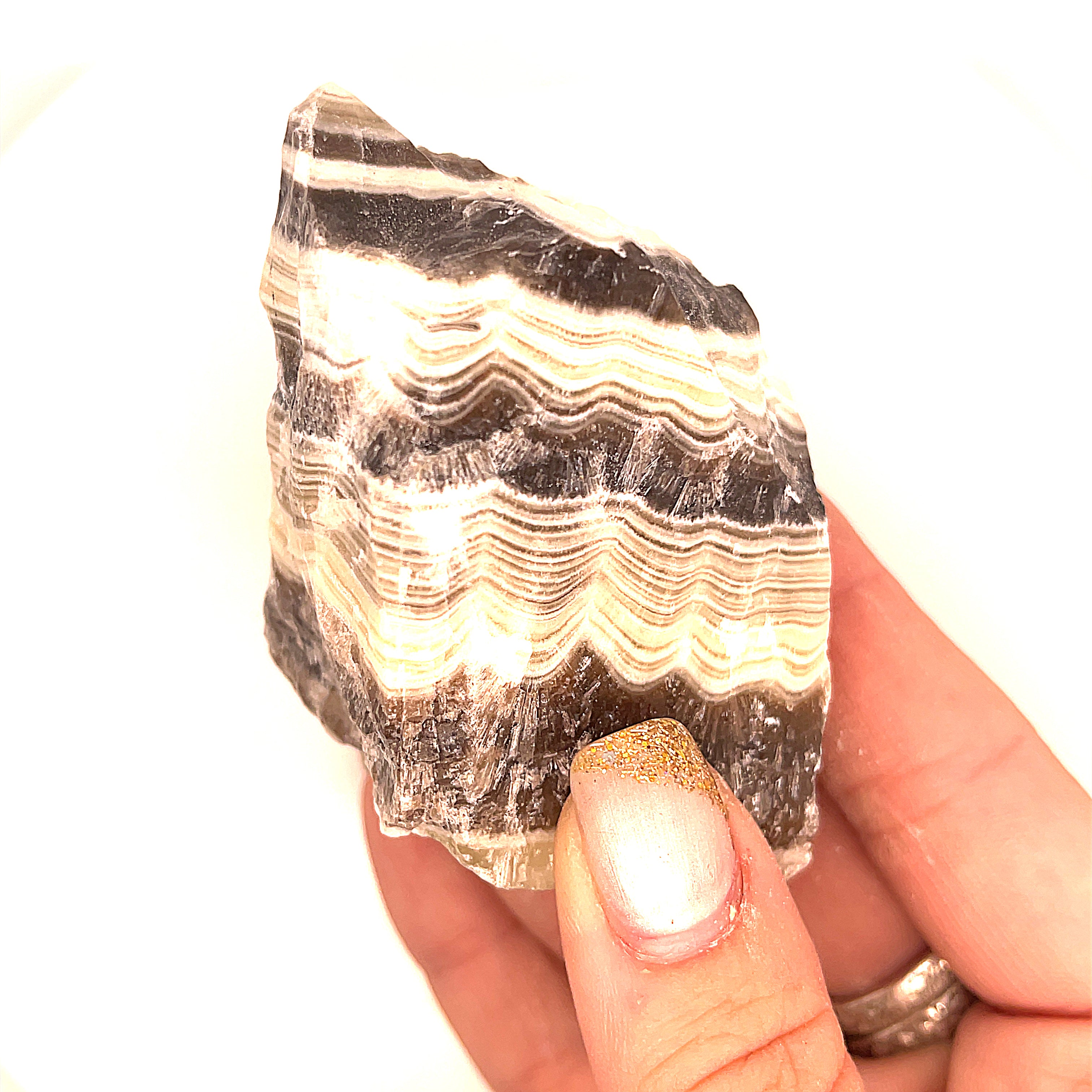 Zebra Calcite,  Raw gemstone (Mexico)