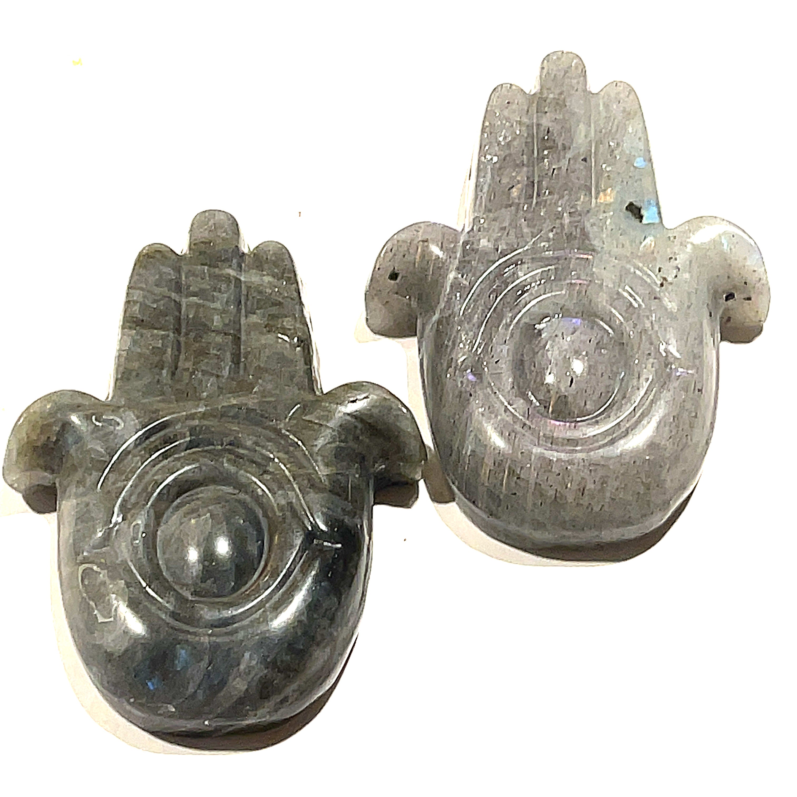 Labradorite Humza and Evil Eye Gemstone Carvings