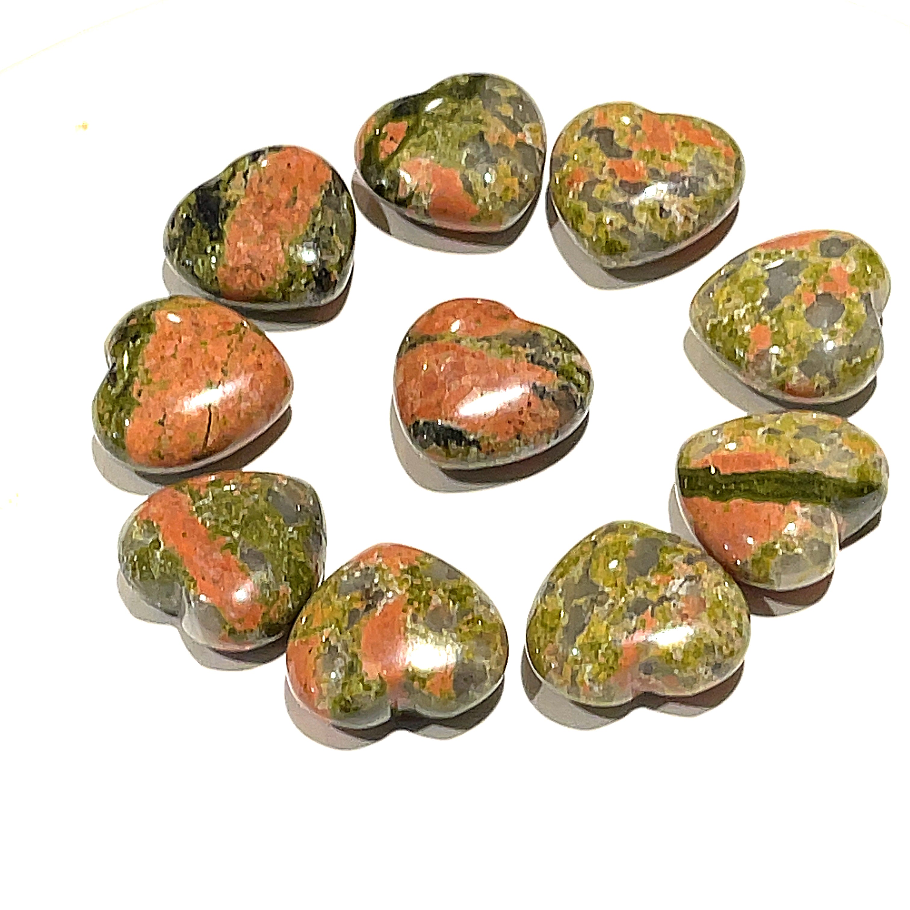 Unakite Jasper Gemstone hearts