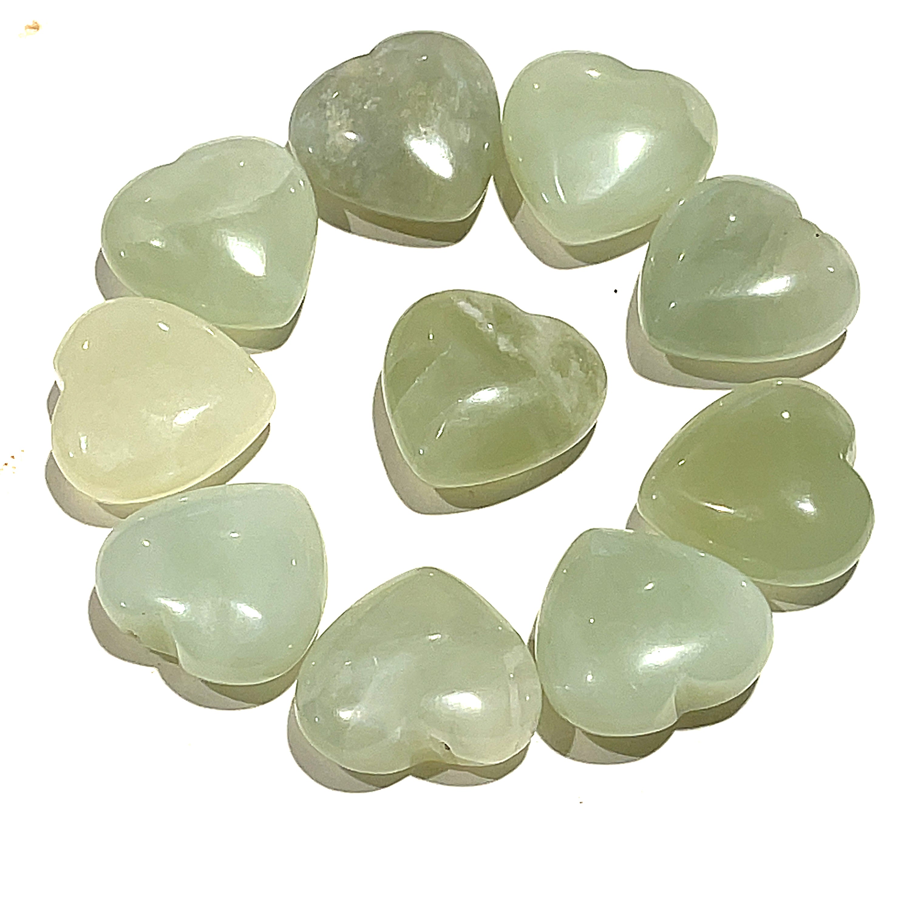 Jadeite, Green, gemstone heart carving / shape